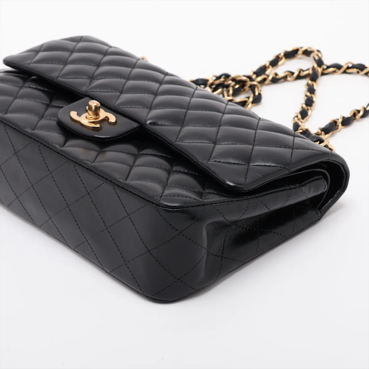 [Individually packaged] Chanel Matelassé 25 Lambskin Double Flap Double Chain Bag, Black with Gold Hardware, 1753611, Series 1, A01112 — view 3