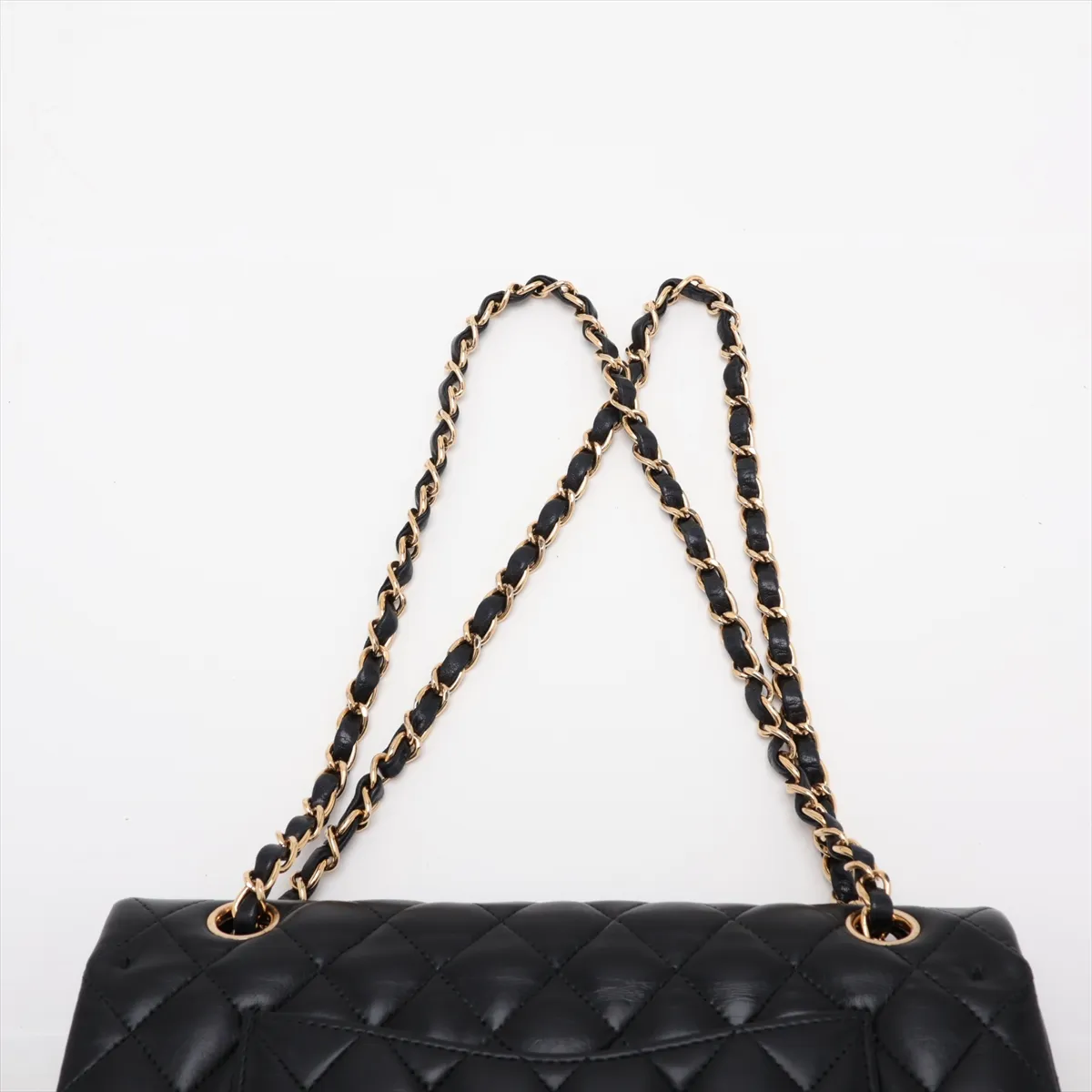 [Individually packaged] Chanel Matelassé 25 Lambskin Double Flap Double Chain Bag, Black with Gold Hardware, 1753611, Series 1, A01112 — view 6