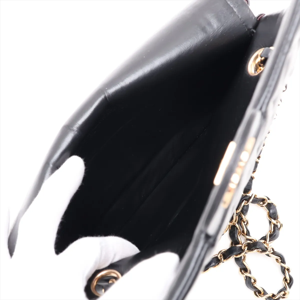 [Individually packaged] Chanel Matelassé 25 Lambskin Double Flap Double Chain Bag, Black with Gold Hardware, 1753611, Series 1, A01112 — view 10