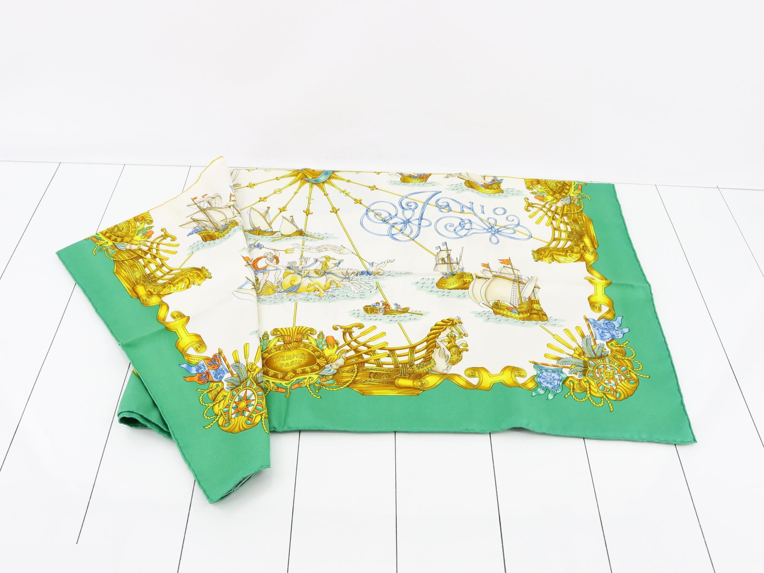 Carre 90 VOILES DE LUMIERE (Sailboats of Light) Scarf Green — view 3