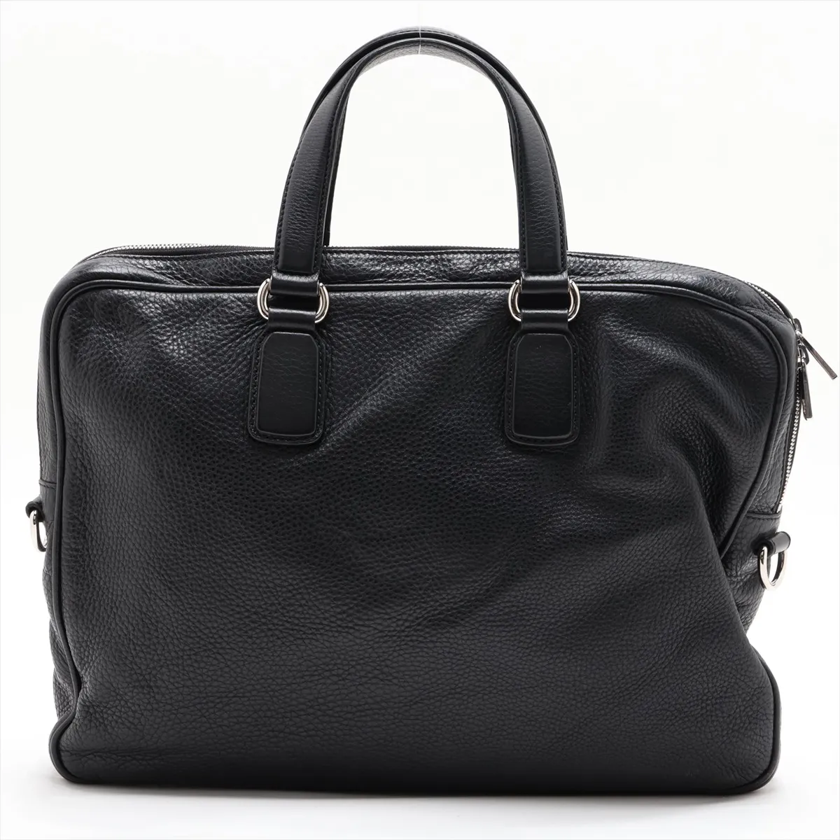 Interlocking G Leather Business Bag, Black — view 2
