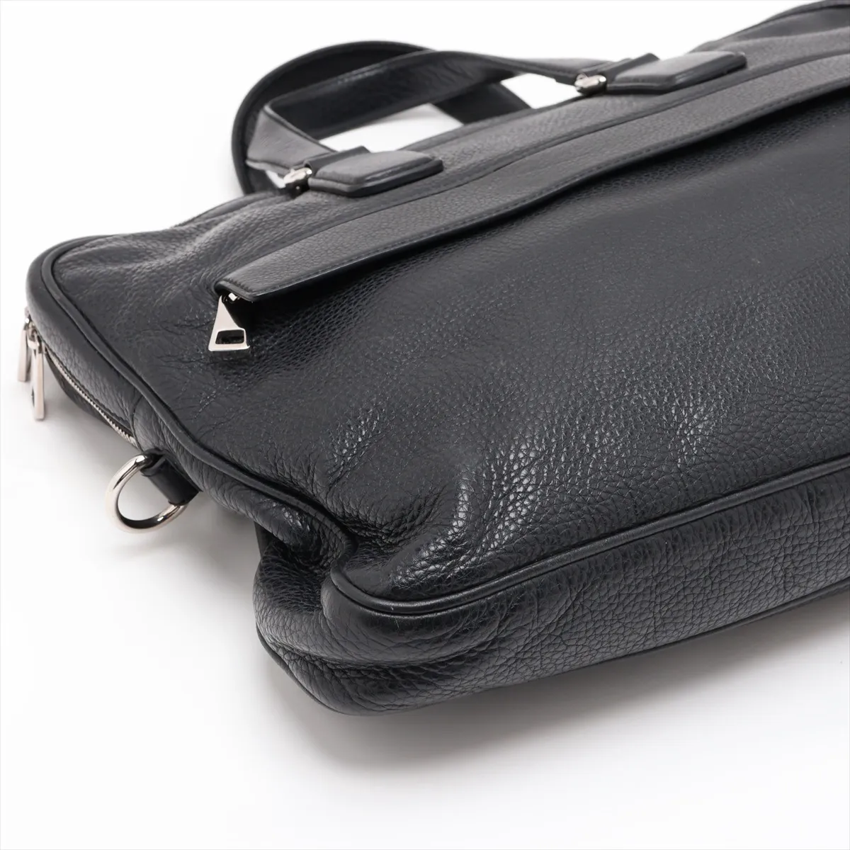 Interlocking G Leather Business Bag, Black — view 4