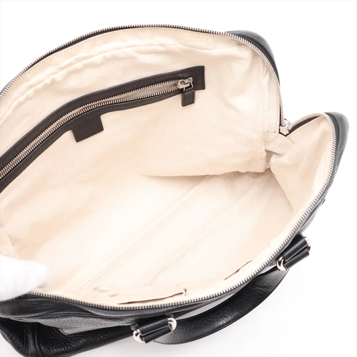 Interlocking G Leather Business Bag, Black — view 7