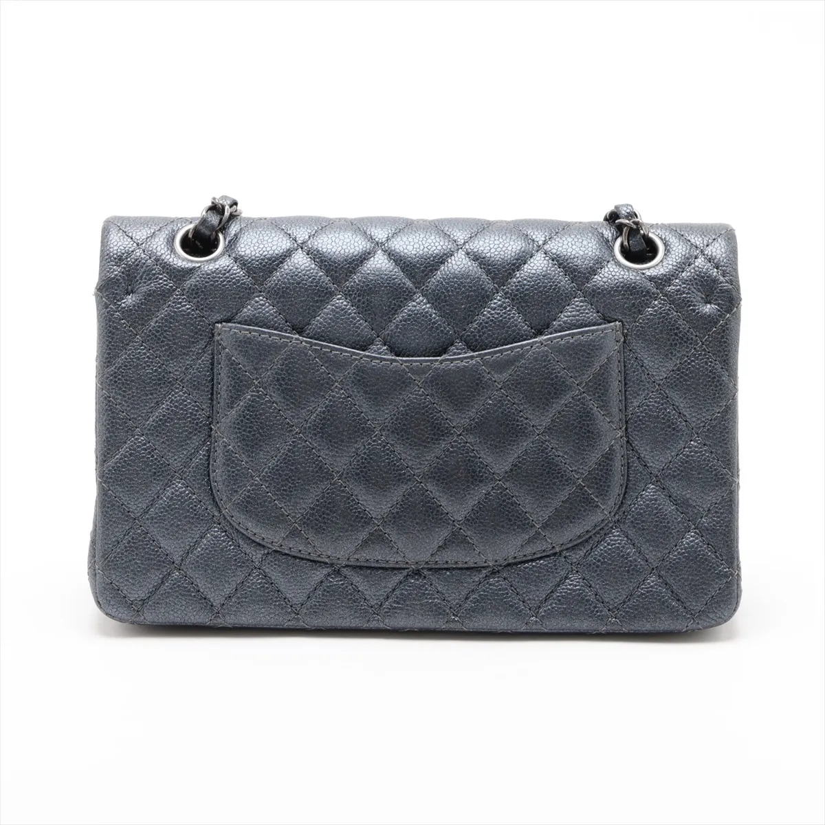 [Individually packaged] Chanel Matelassé 25 Caviar Skin Double Flap Double Chain Bag, Gray, Gunmetal Hardware, 20325728, Serial Number in the 20s, A01112 — view 2