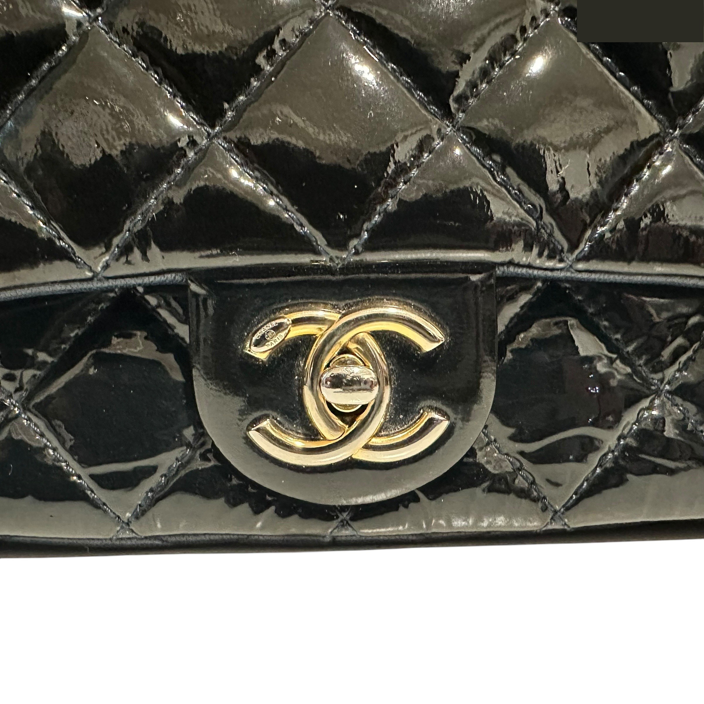Matelassé Patent Leather Single Flap Double Chain Bag — view 5
