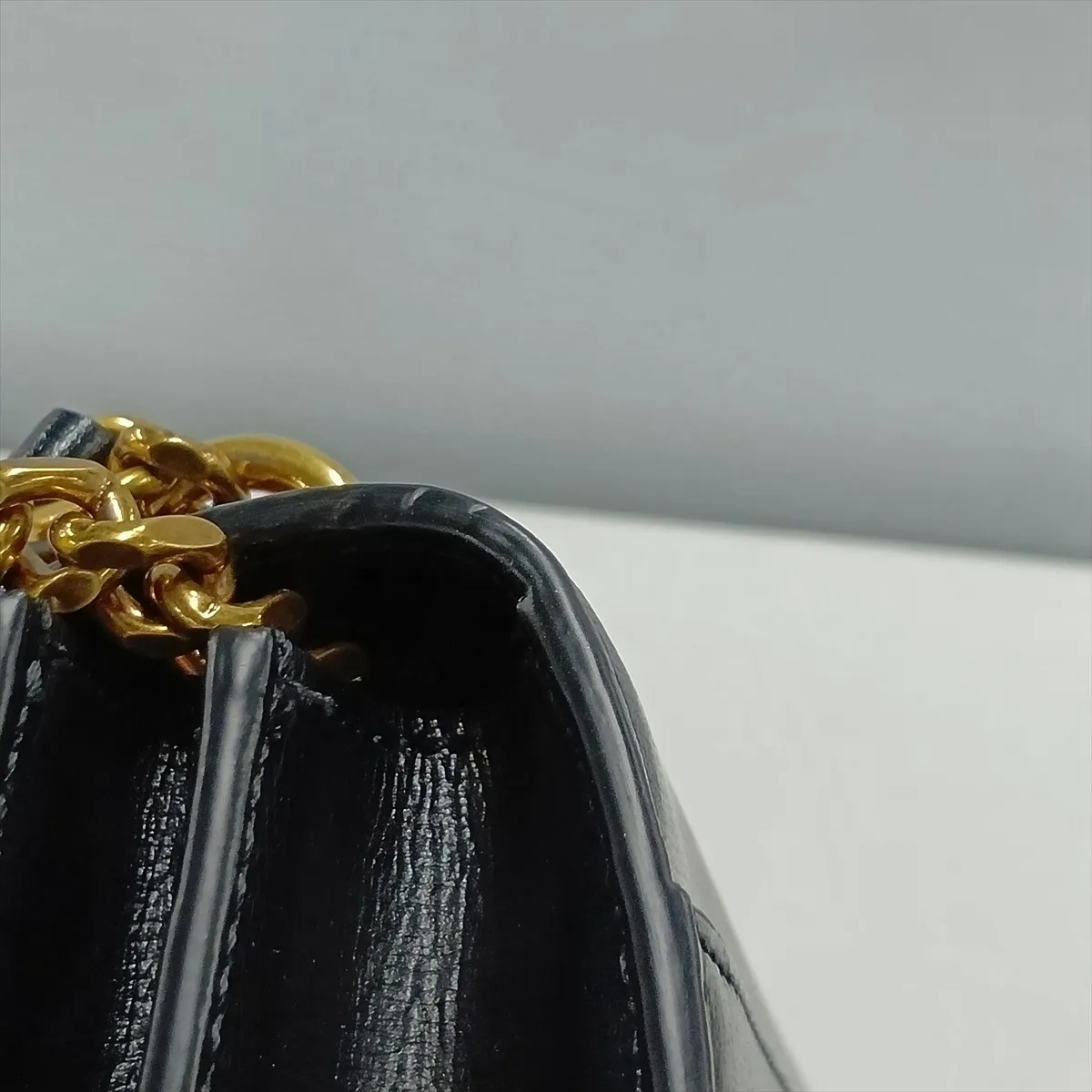Sunset Leather Chain Shoulder Bag, Black, 442906 — view 11