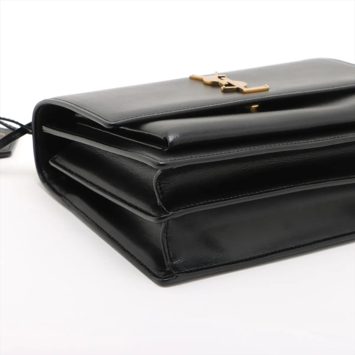 Sunset Leather Chain Shoulder Bag, Black, 442906 — view 4