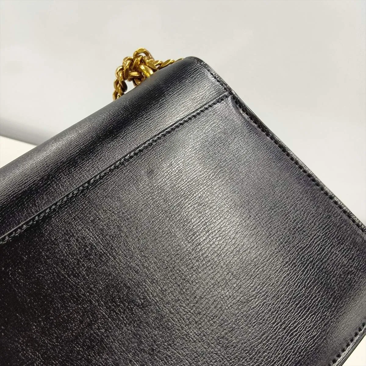 Sunset Leather Chain Shoulder Bag, Black, 442906 — view 10