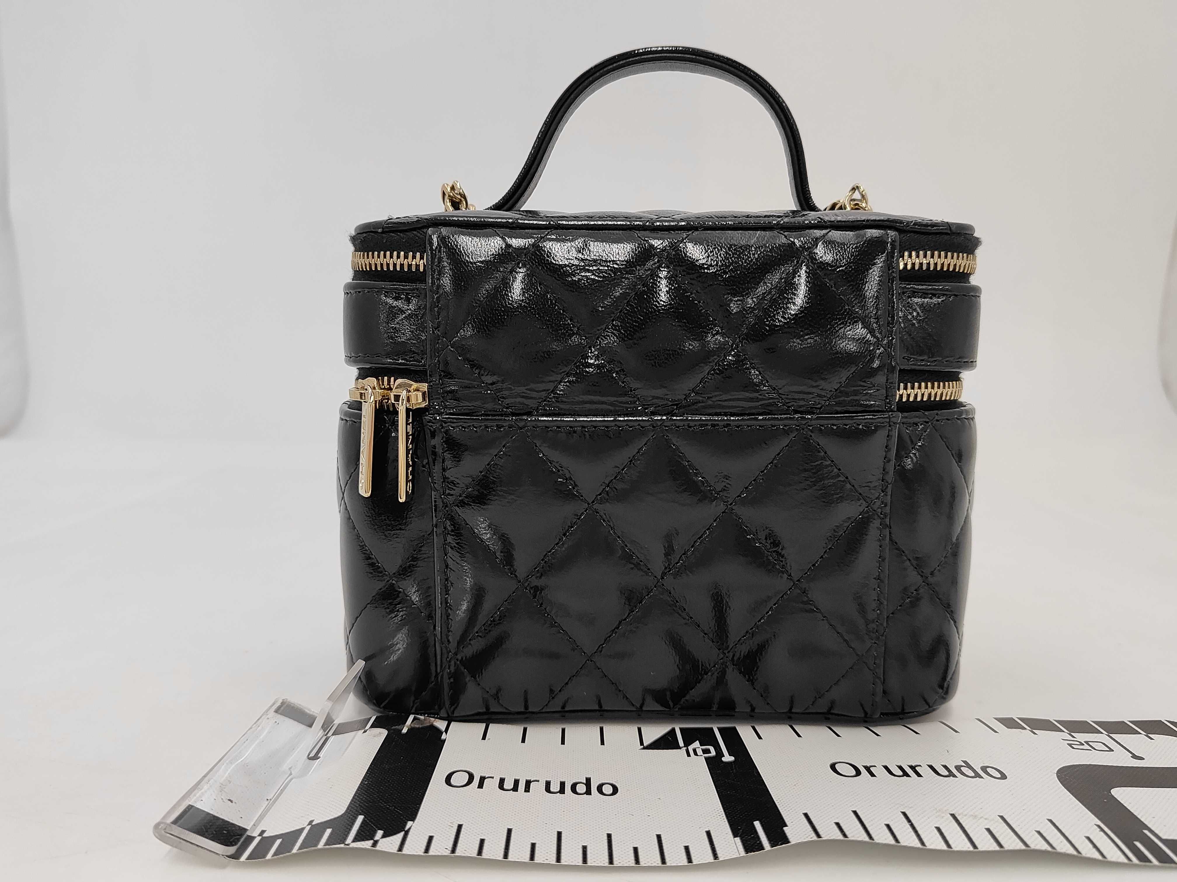 Mini Vanity Chain Shoulder Bag, Black, TEG813E2 (with dust bag) — view 2