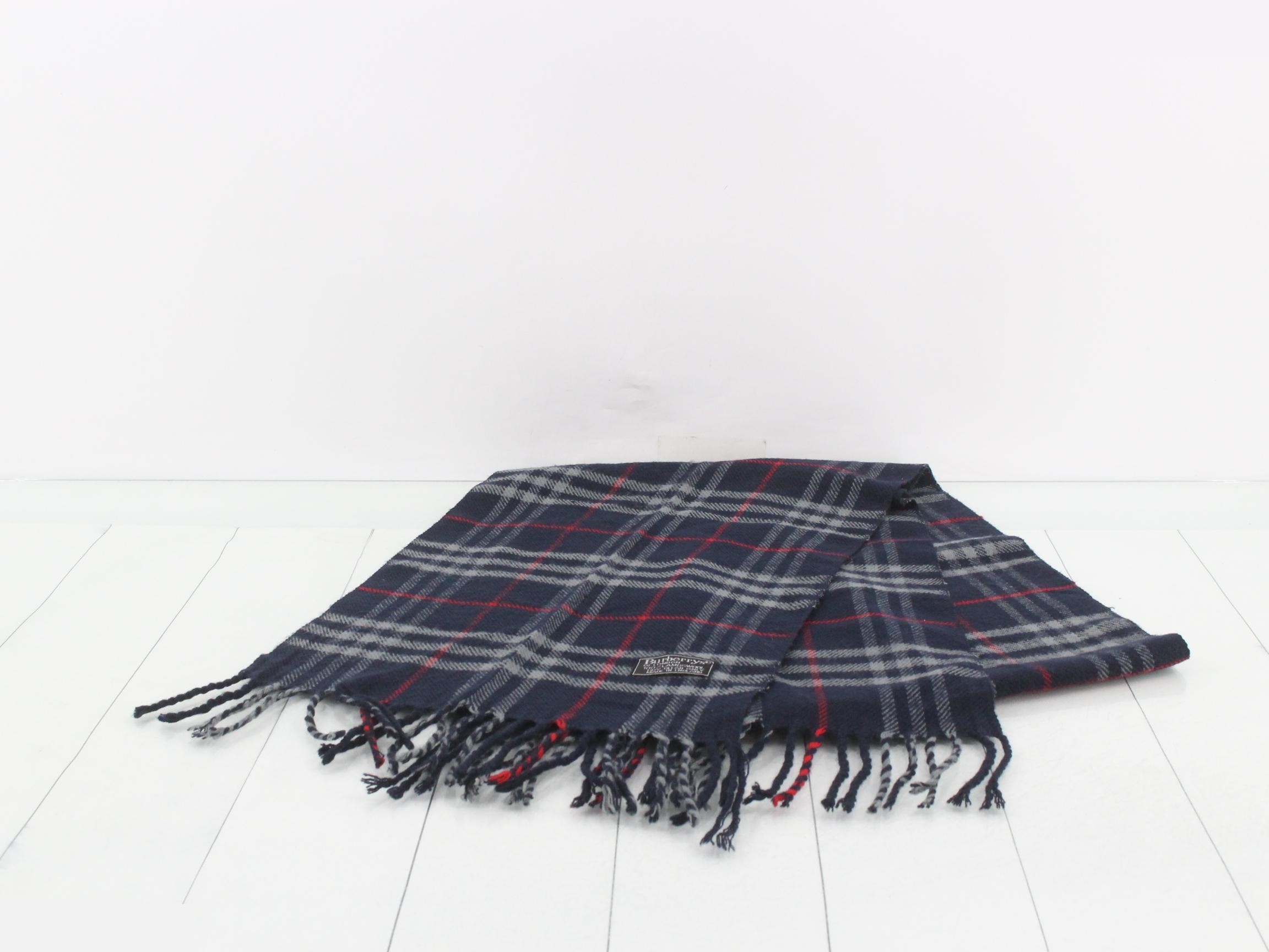 Nova Check Scarf, Navy, 100% Wool — view 2