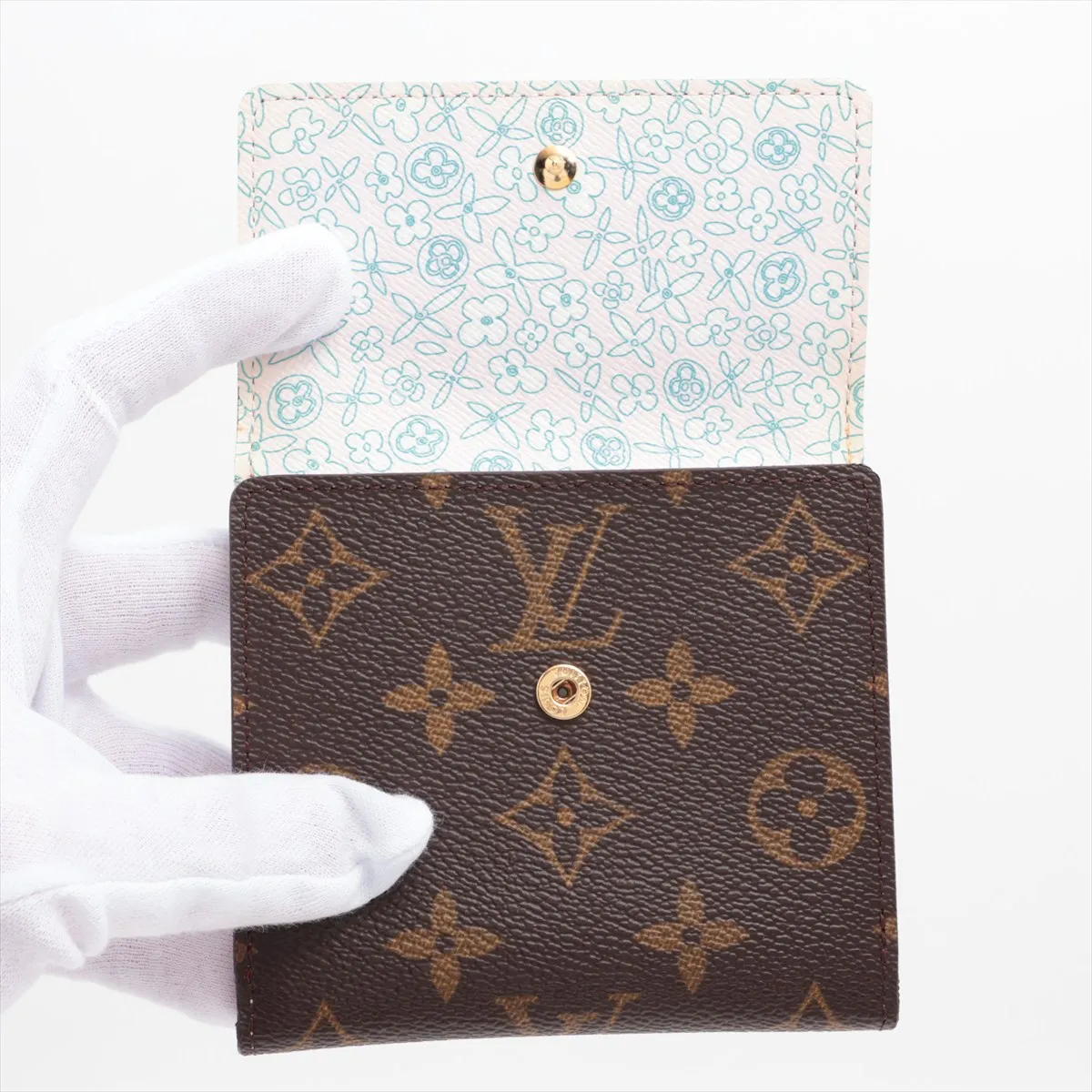 Monogram Fleuri Portefeuille Elise Model Number Rose Compact Wallet — view 3