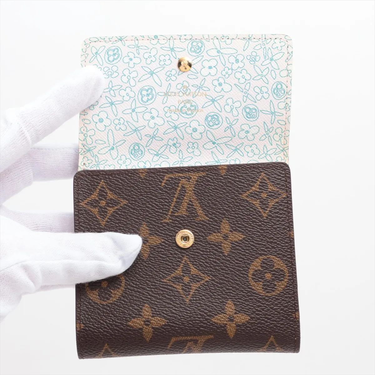 Monogram Fleuri Portefeuille Elise Model Number Rose Compact Wallet — view 4