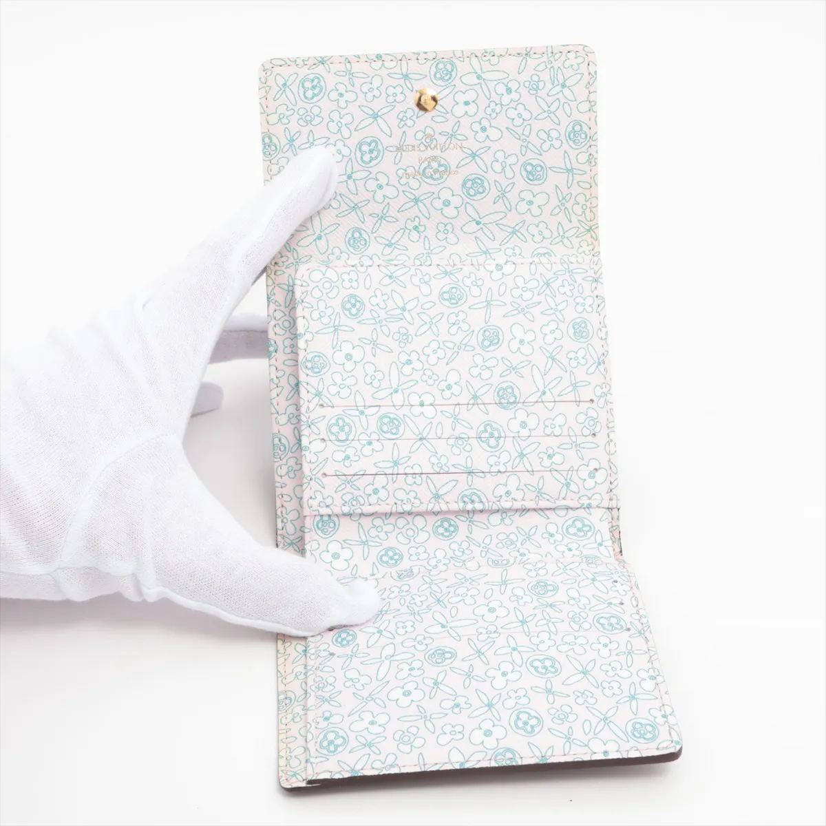 Monogram Fleuri Portefeuille Elise Model Number Rose Compact Wallet — view 5