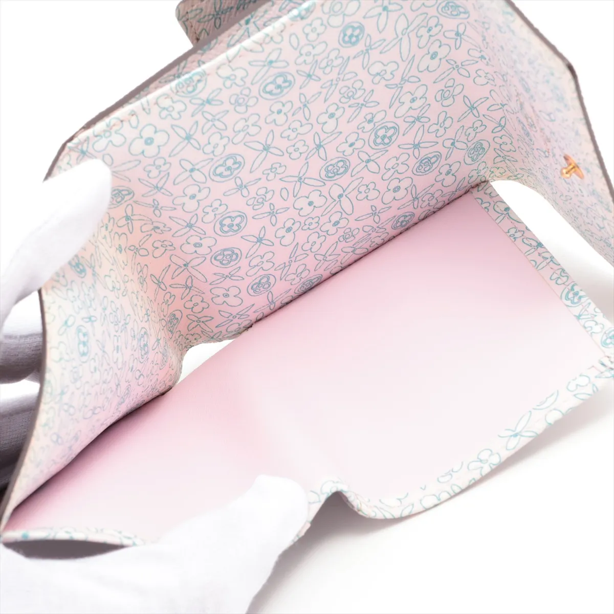Monogram Fleuri Portefeuille Elise Model Number Rose Compact Wallet — view 6