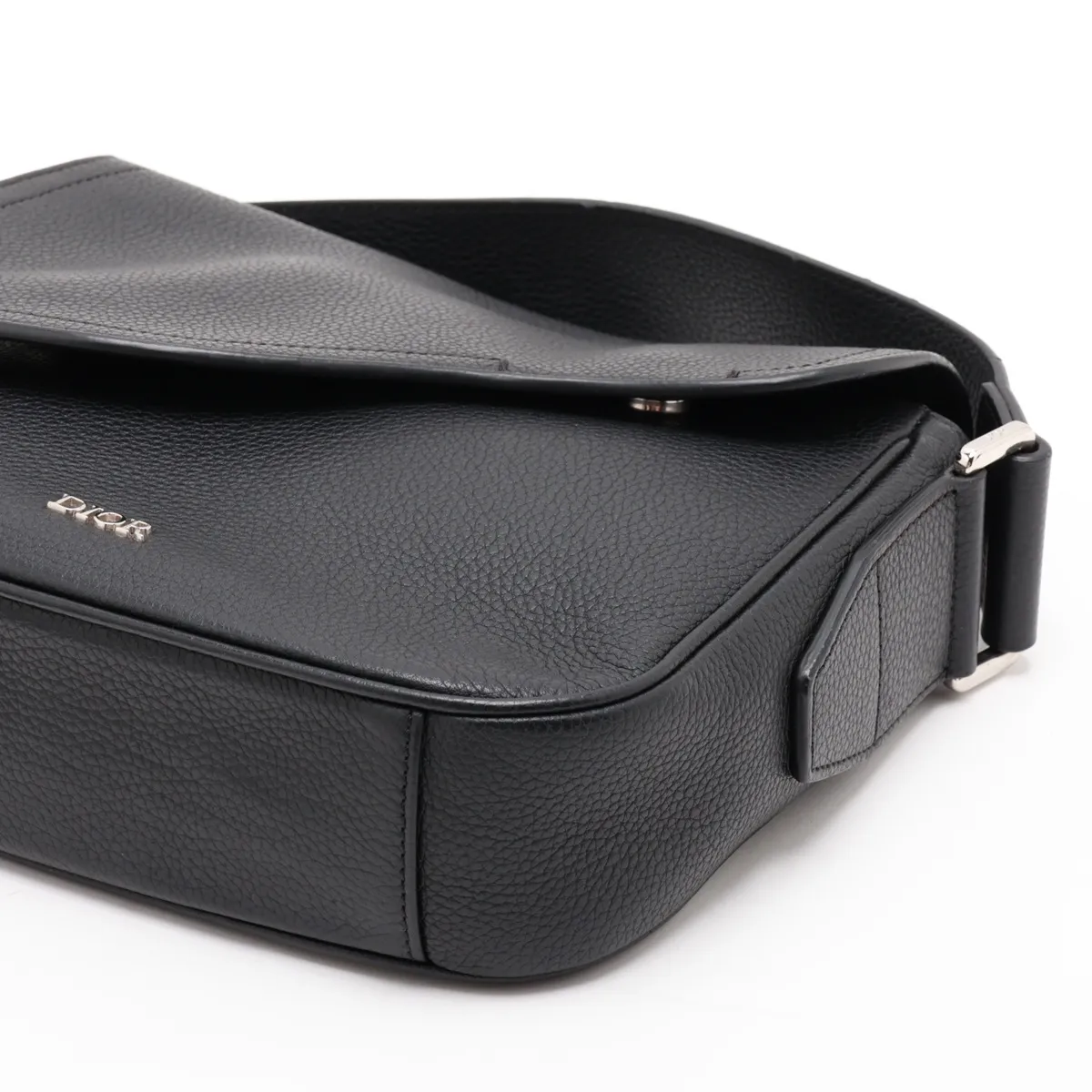 Saddle Messenger Small Leather Shoulder Bag, Black — view 3