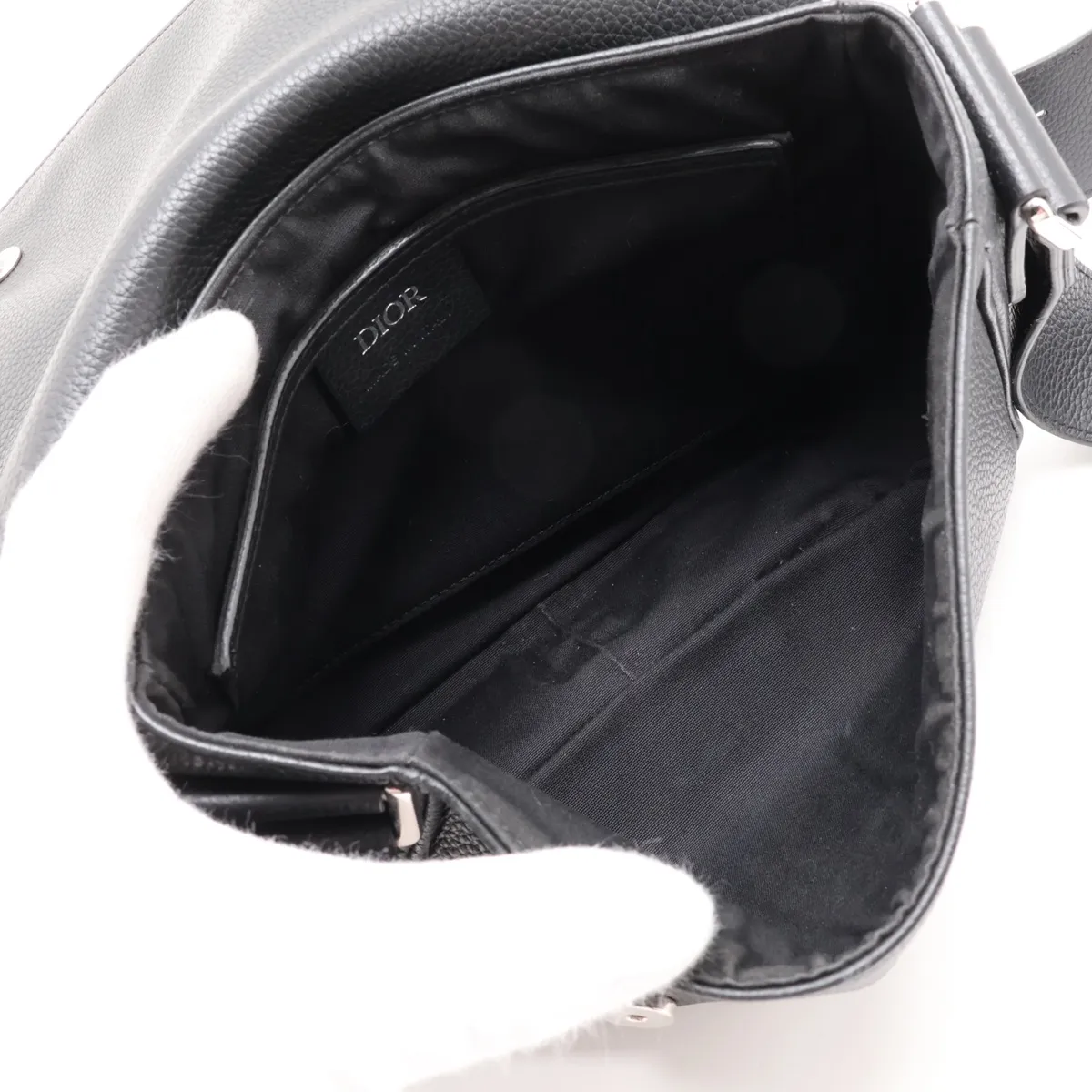Saddle Messenger Small Leather Shoulder Bag, Black — view 6