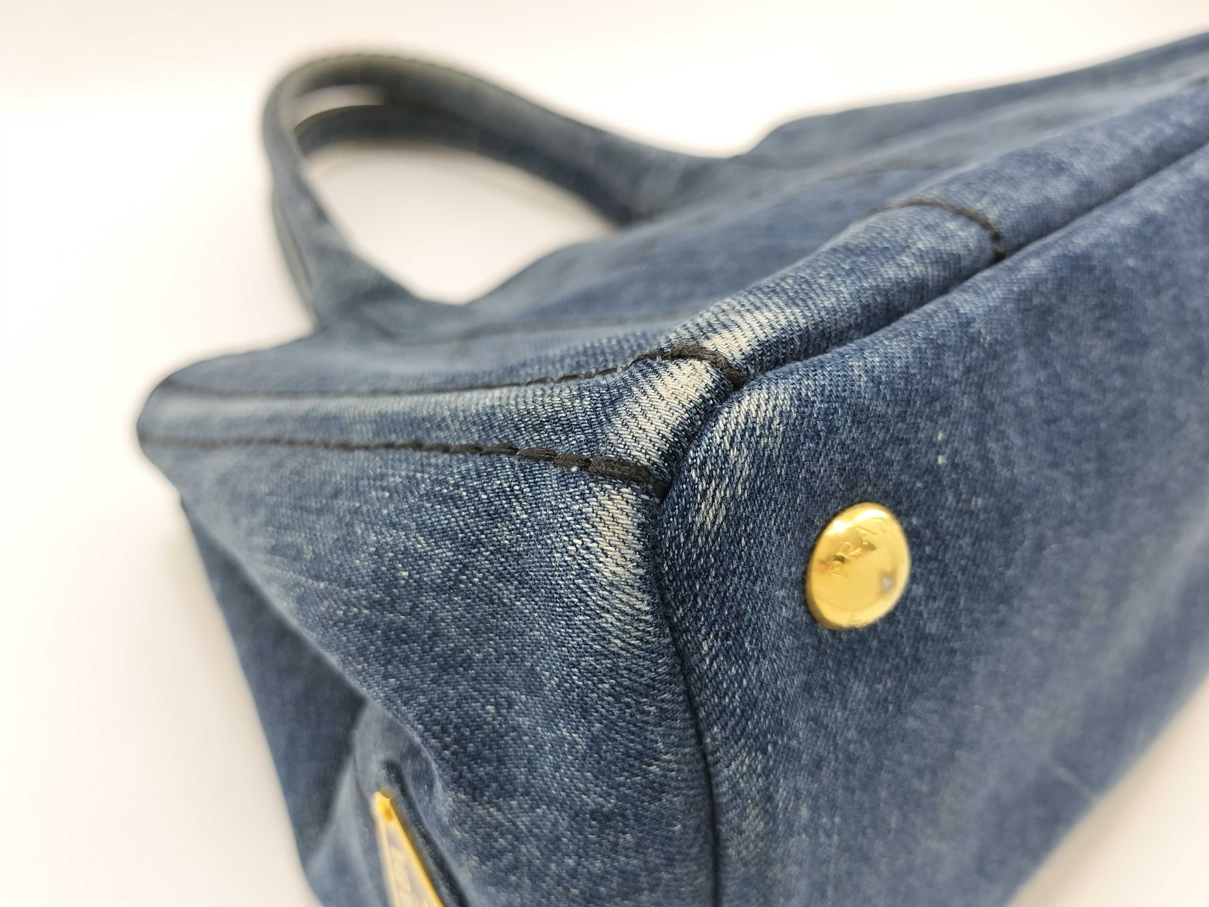 Canapa Denim 2-Way Handbag, Blue — view 6