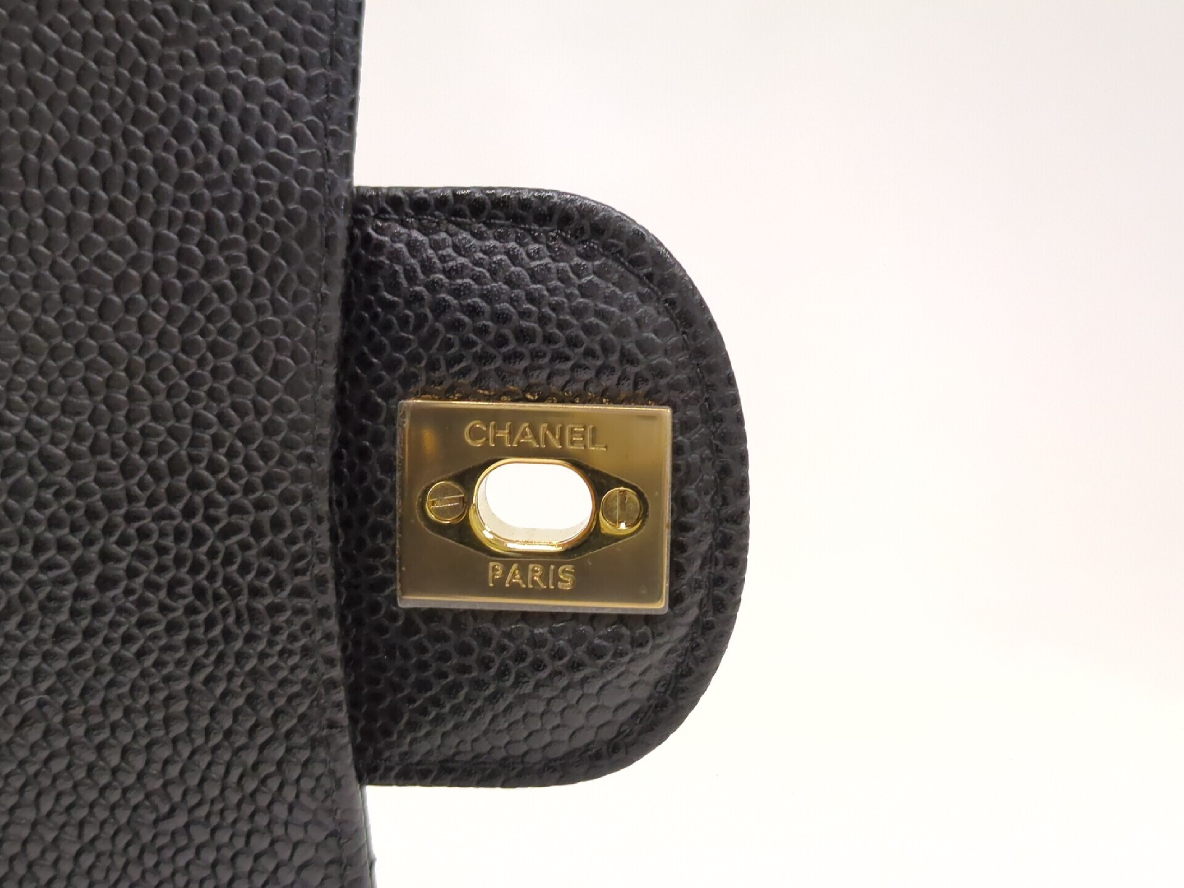 Caviar Skin Double Flap 23 Gold Hardware Black Serial Number 31 Shoulder Bag — view 13