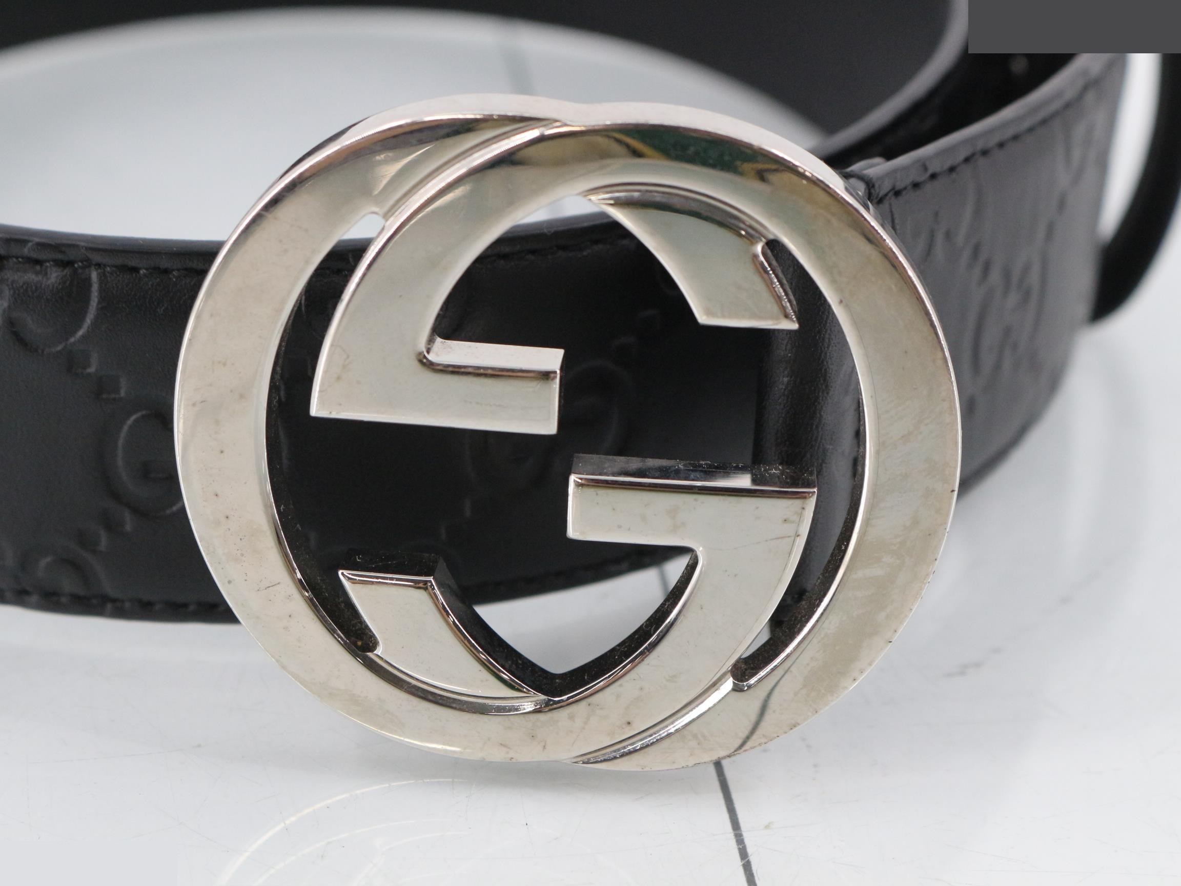 Leather belt (interlocking G buckle) — view 3