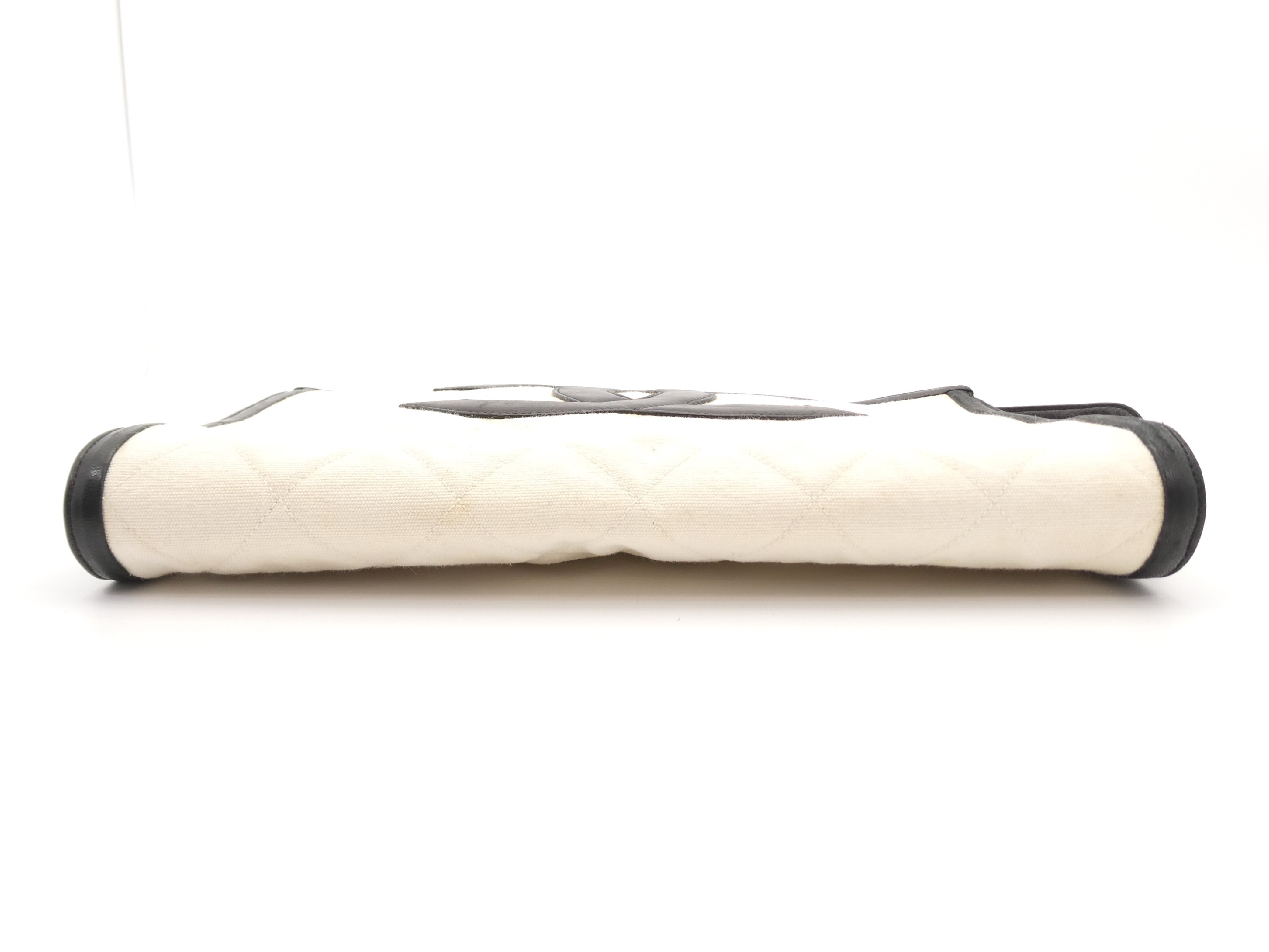 Matelassé Coco Mark Canvas Leather Clutch Bag — view 5