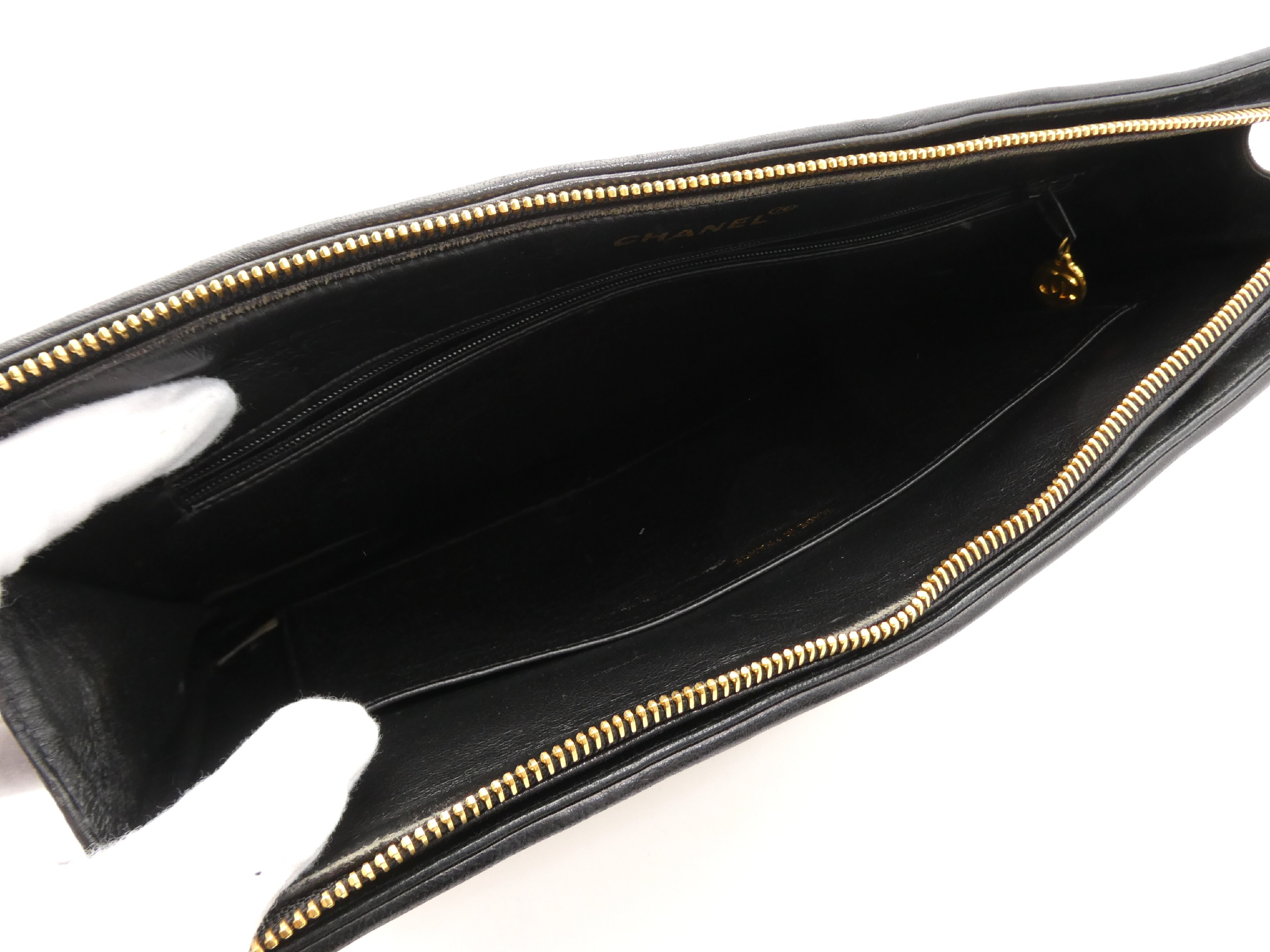 Matelassé Coco Mark Canvas Leather Clutch Bag — view 6