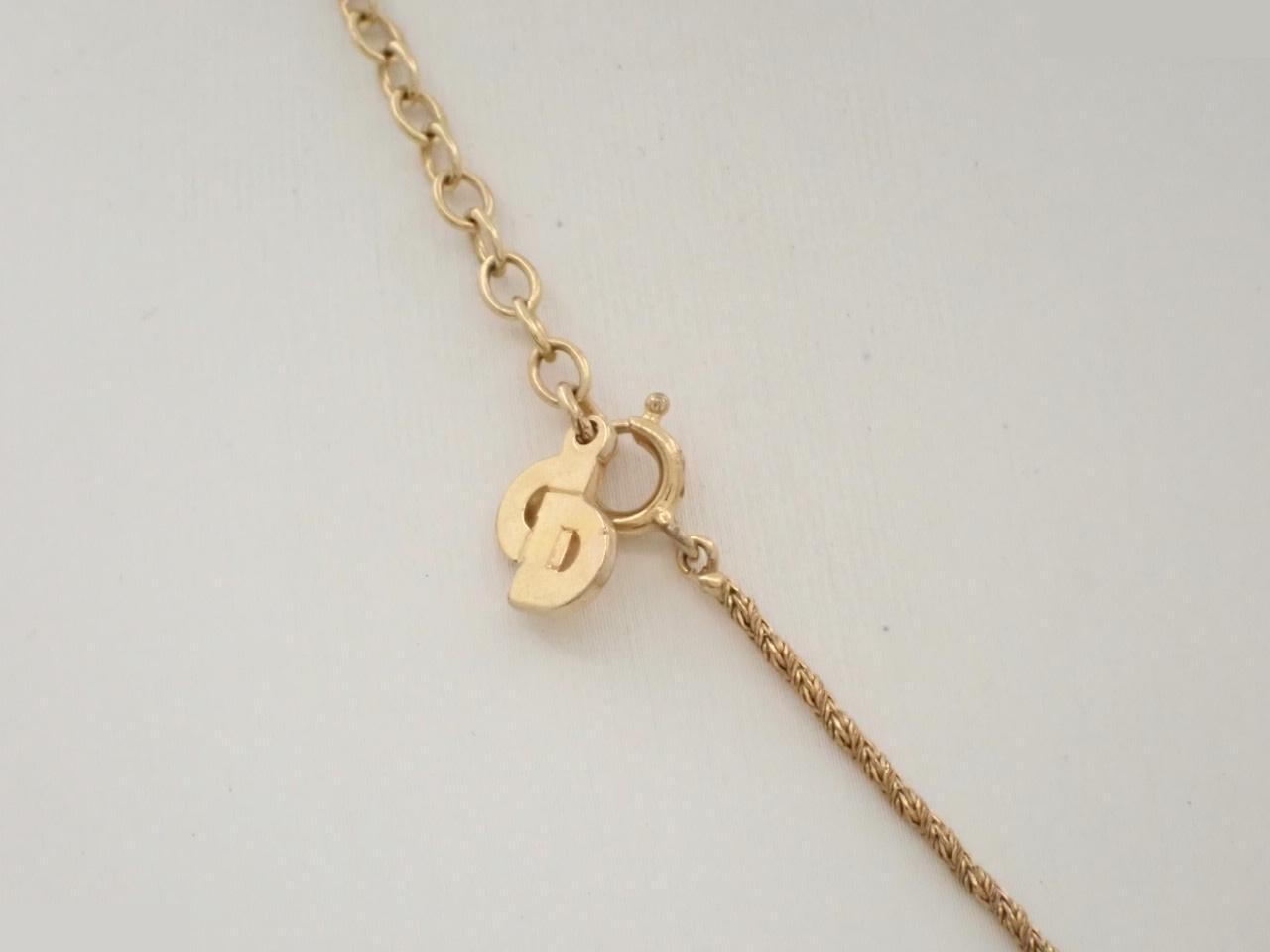 CD logo necklace with rhinestones; chain approximately 42cm long. — view 2