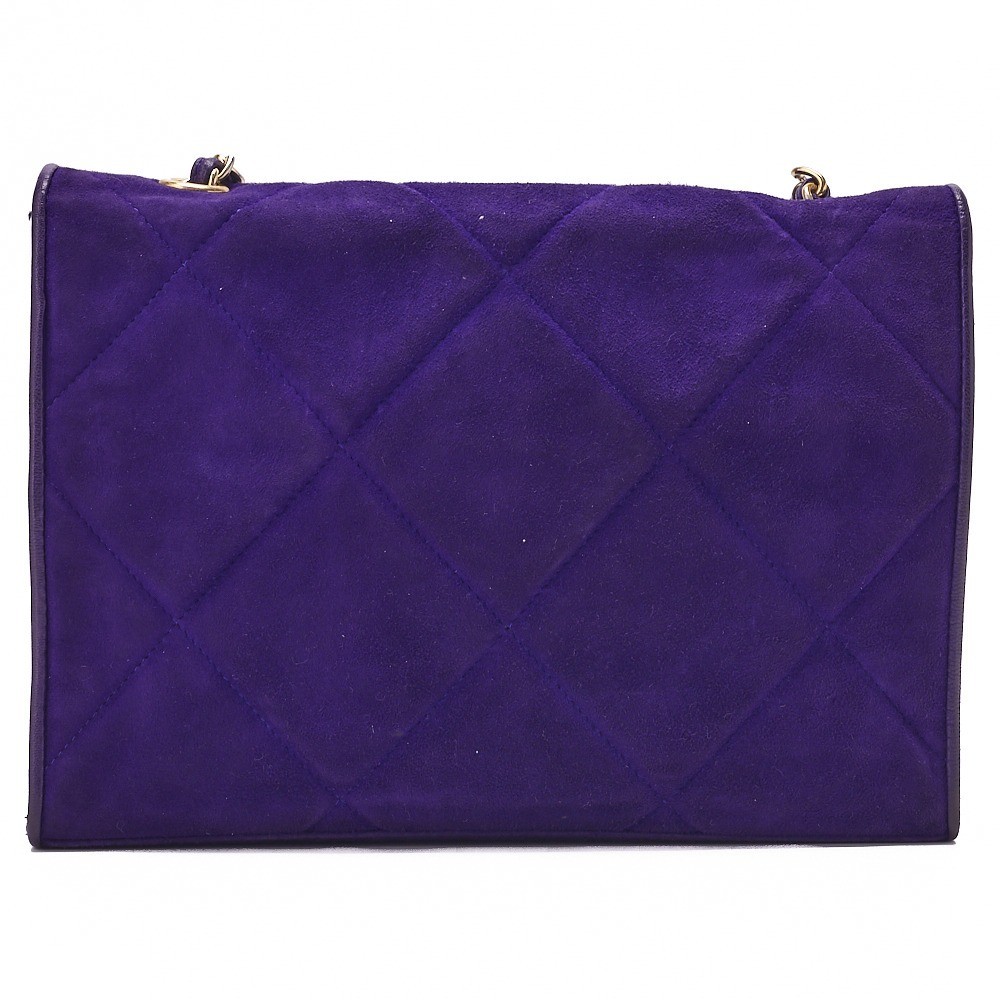 Coco Mark Suede Chain Shoulder Bag, Purple — view 2