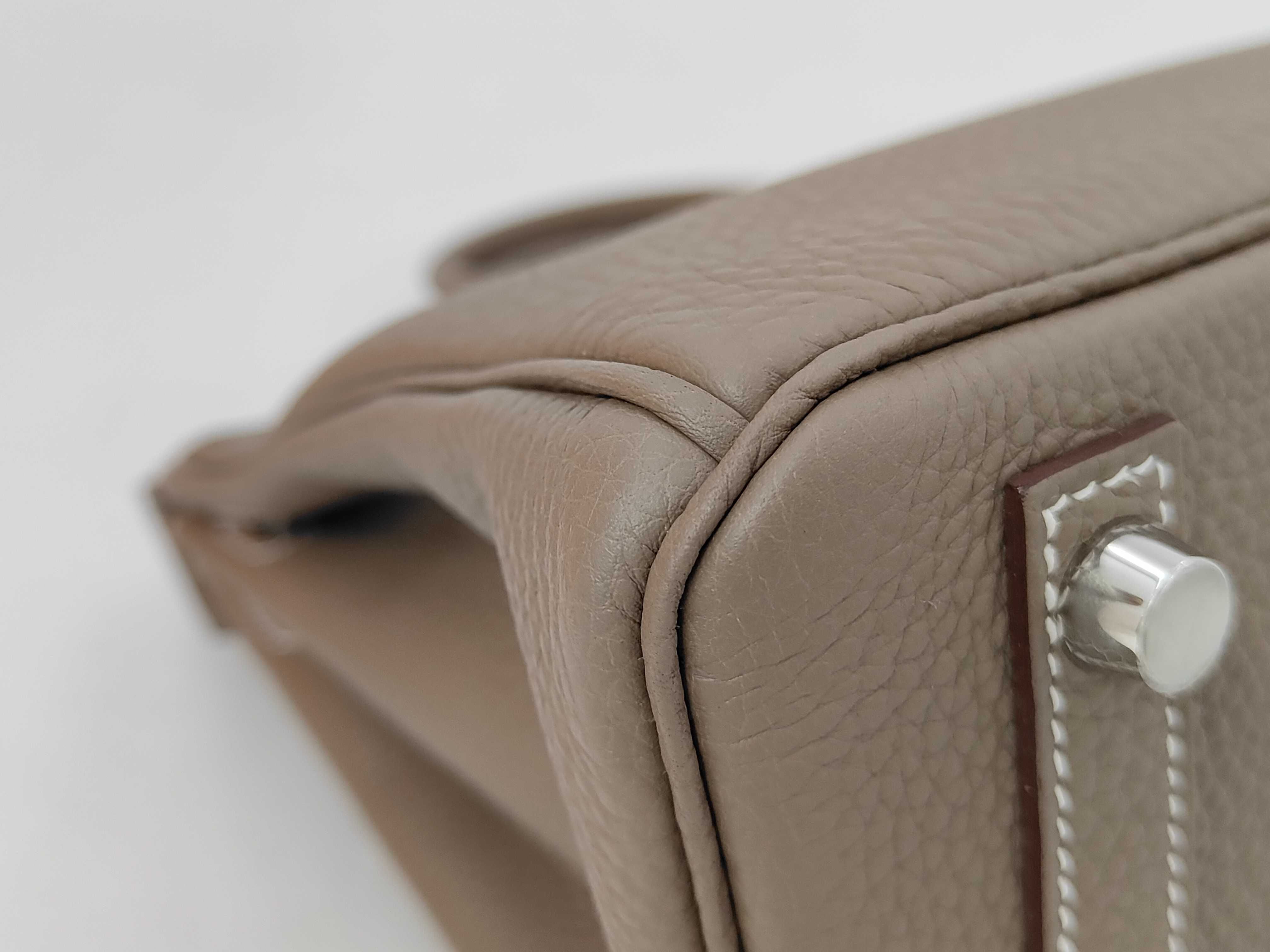 Birkin 25 Togo leather, G stamp, Etoupe color, silver hardware, with receipt, handbag — view 3
