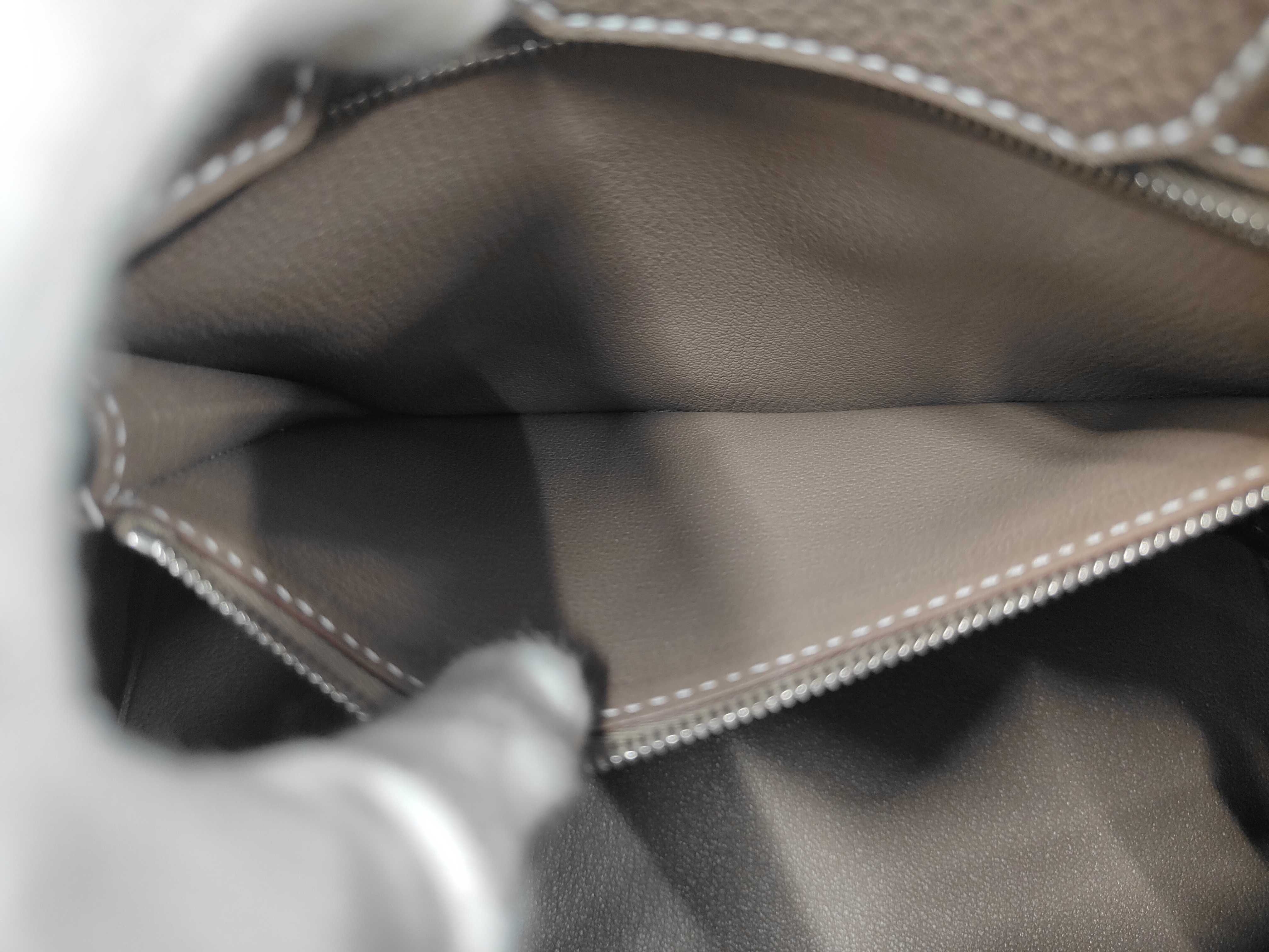 Birkin 25 Togo leather, G stamp, Etoupe color, silver hardware, with receipt, handbag — view 9