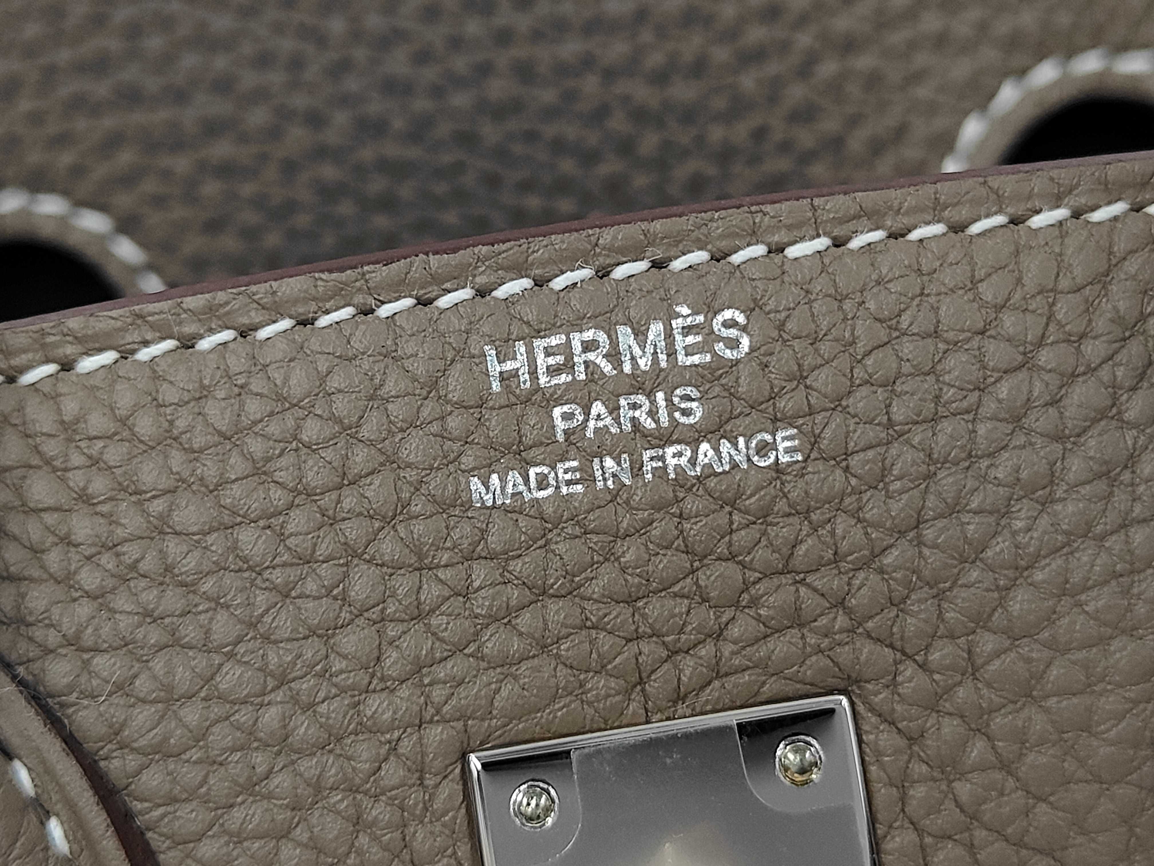 Birkin 25 Togo leather, G stamp, Etoupe color, silver hardware, with receipt, handbag — view 10