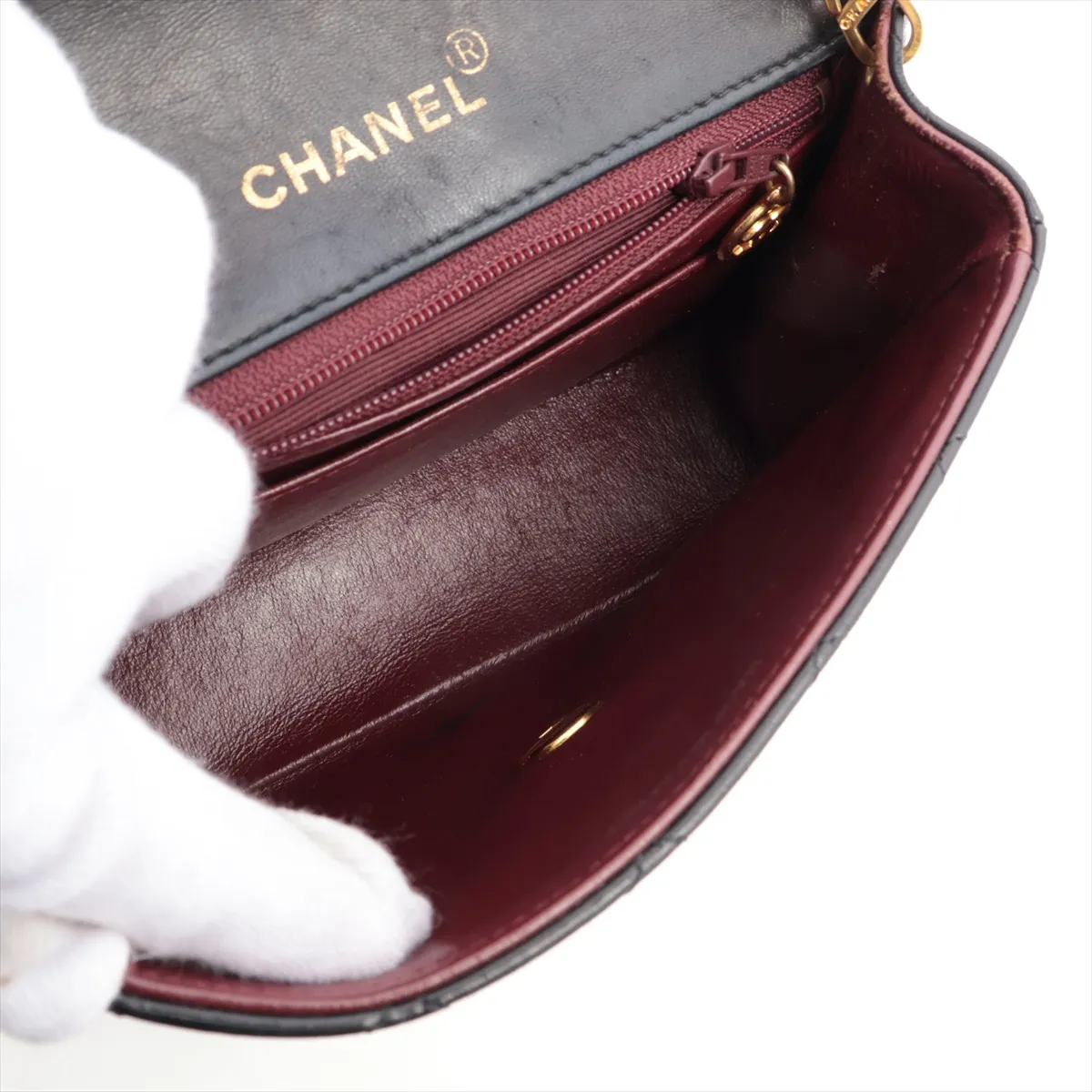Mini Matelasse 17 Lambskin Single Flap Single Chain Bag Black Gold Hardware 2055851 2nd Series A01115 — view 6