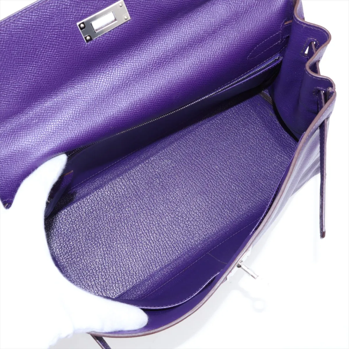 [Individually packaged] Hermes Kelly 32 Retournée Veau Epsom Ultraviolet Silver Hardware N:2010 — view 8