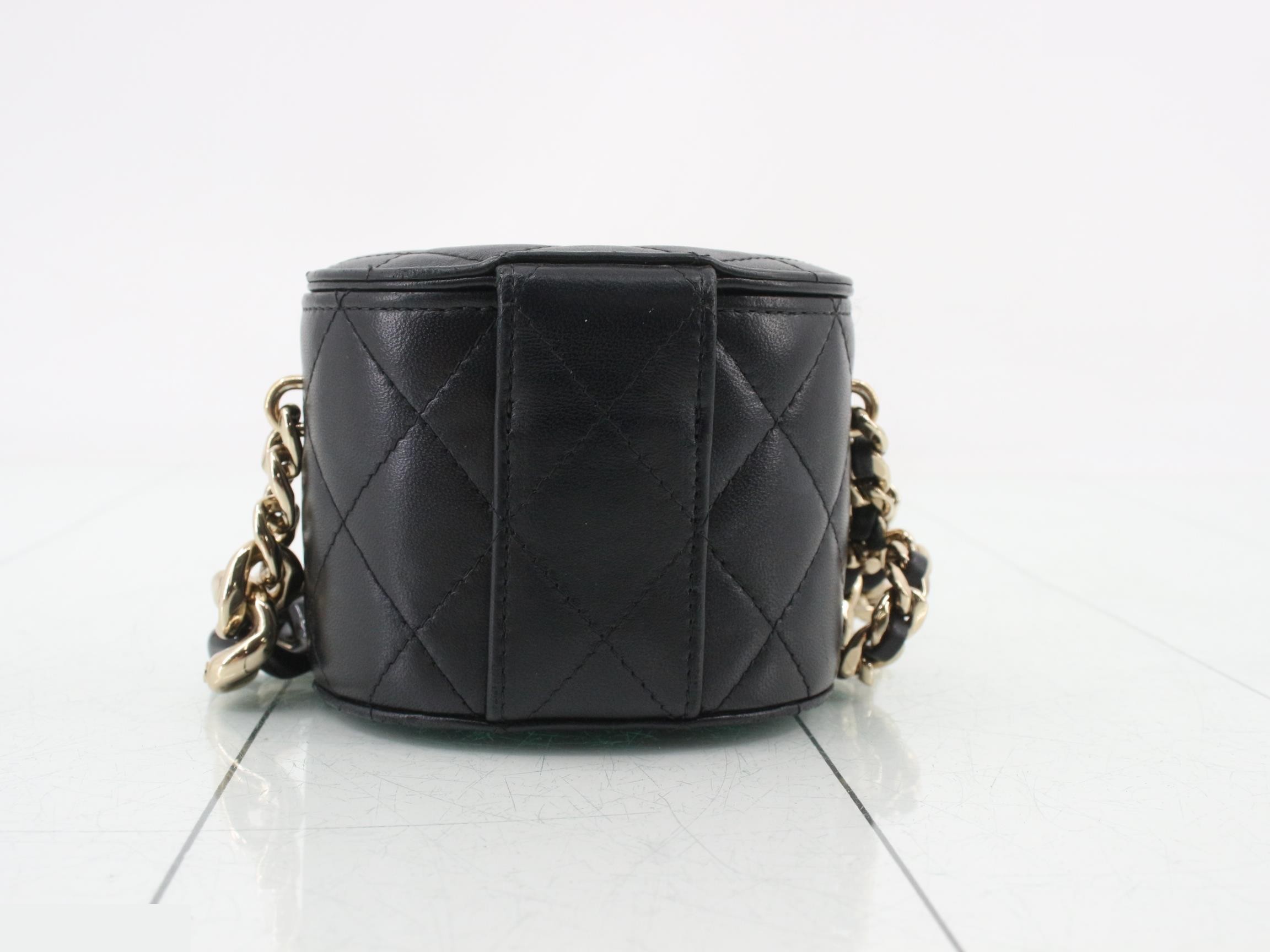 Leather Coco Mark Chain Shoulder Bag, Black — view 2