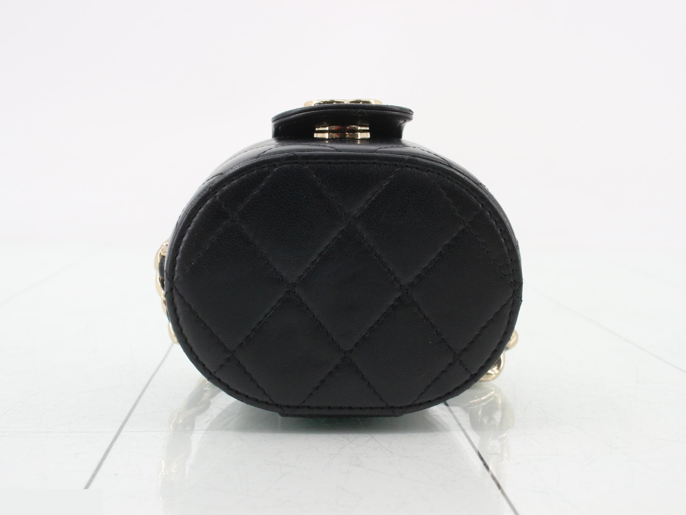 Leather Coco Mark Chain Shoulder Bag, Black — view 3