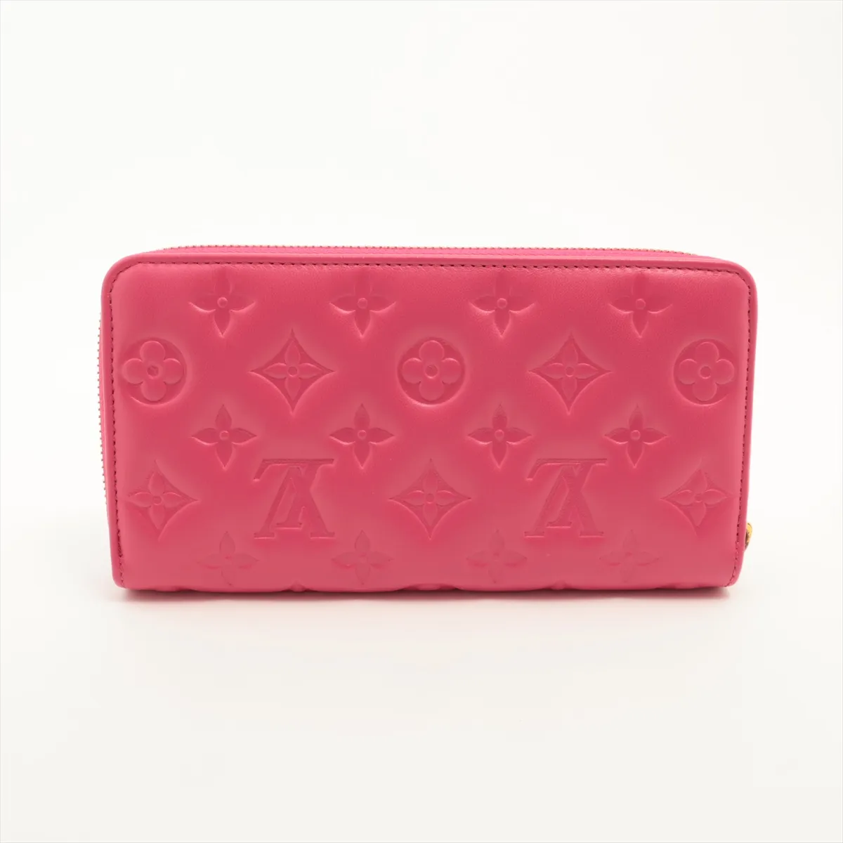 Monogram Embossed Zippy Wallet M82737 Pink Round Zip Wallet (RFID detected) — view 2