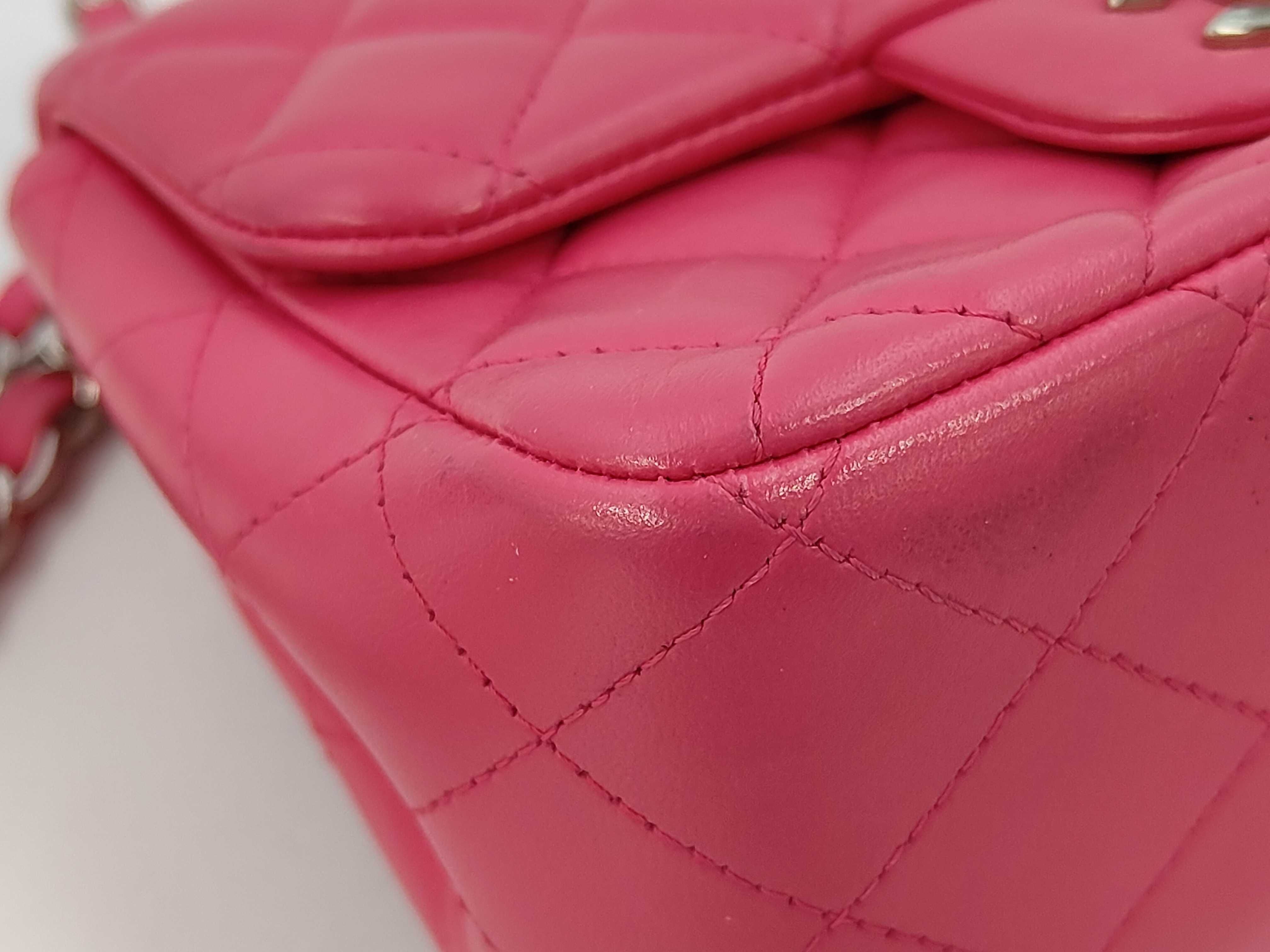 Hot Pink Lambskin CF17 Silver Hardware Single Flap Chain Shoulder Bag (Serial Number 19) — view 7