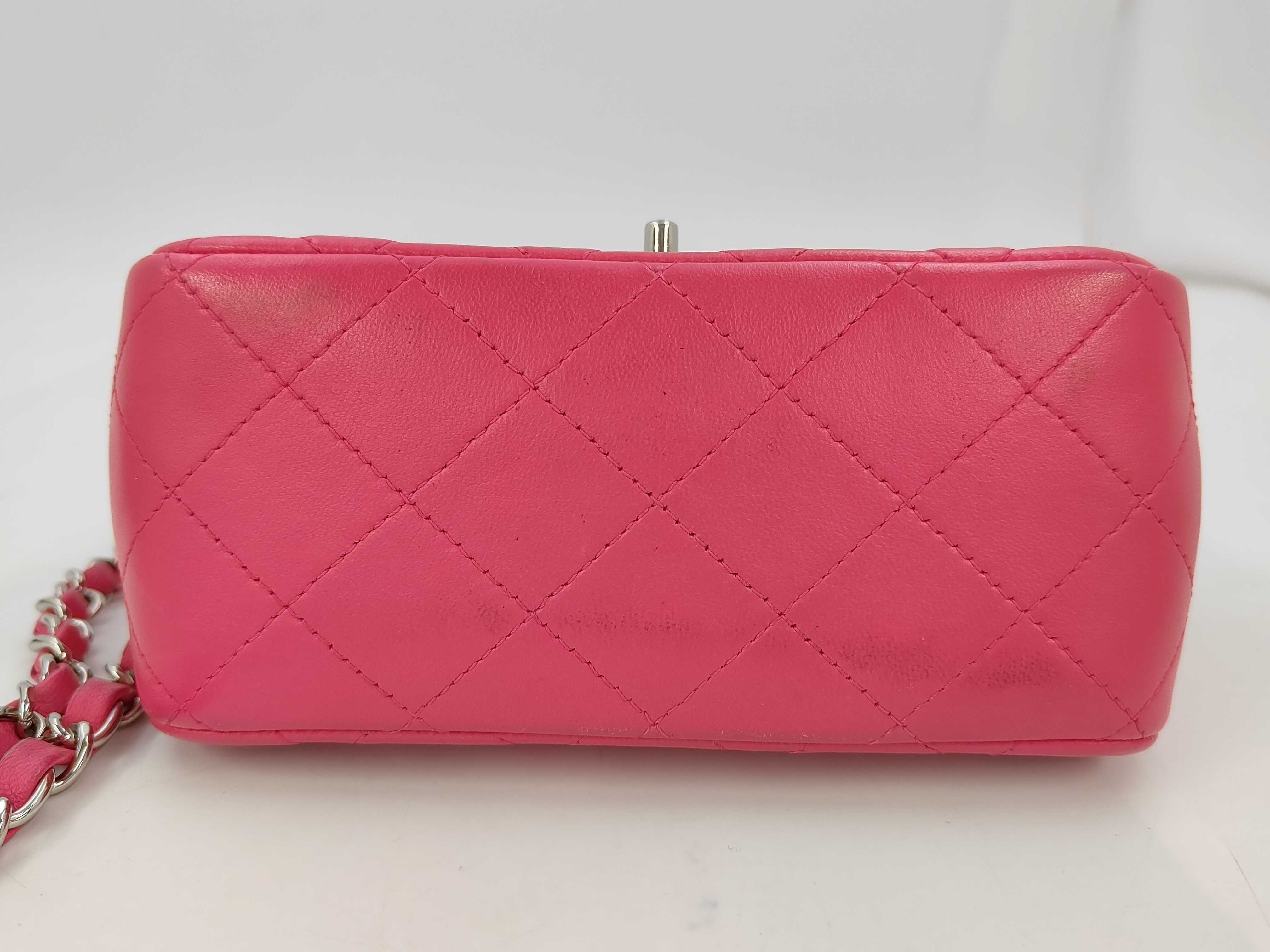 Hot Pink Lambskin CF17 Silver Hardware Single Flap Chain Shoulder Bag (Serial Number 19) — view 8