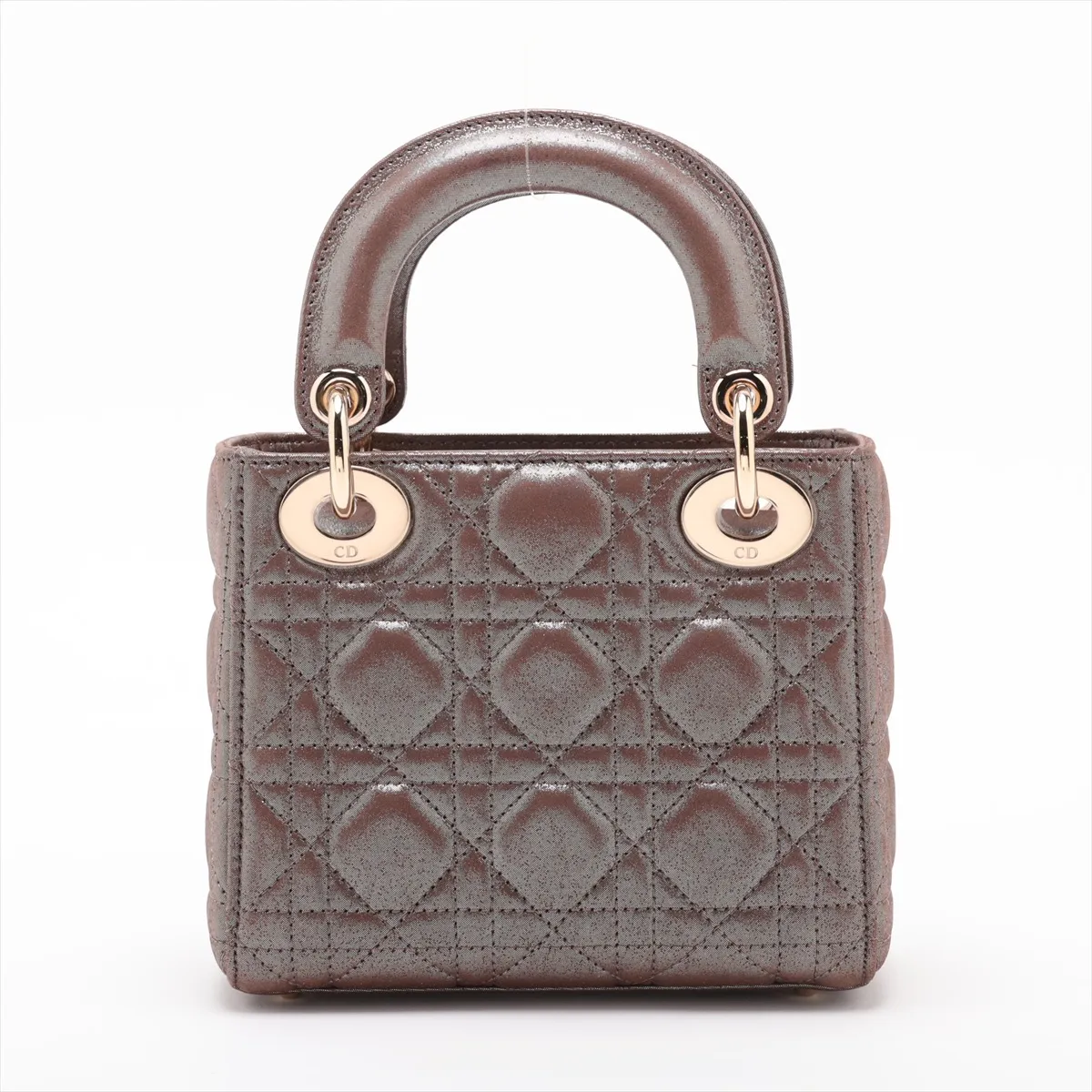 Cannage Lady Dior Mini Coated Leather 2-Way Handbag, Brown — view 2