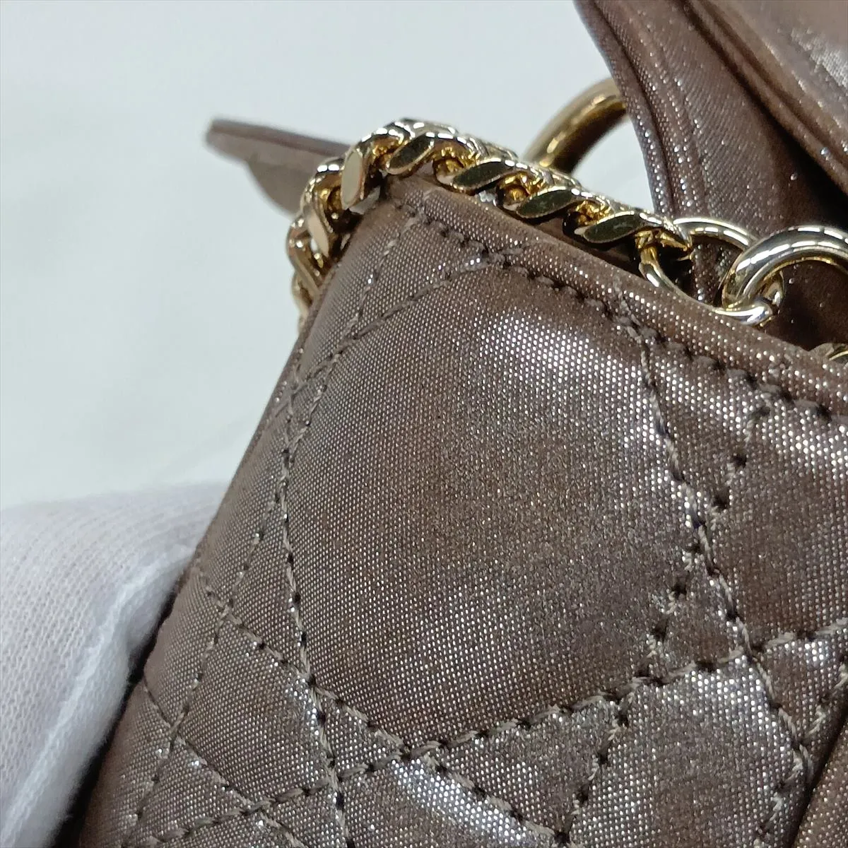 Cannage Lady Dior Mini Coated Leather 2-Way Handbag, Brown — view 14