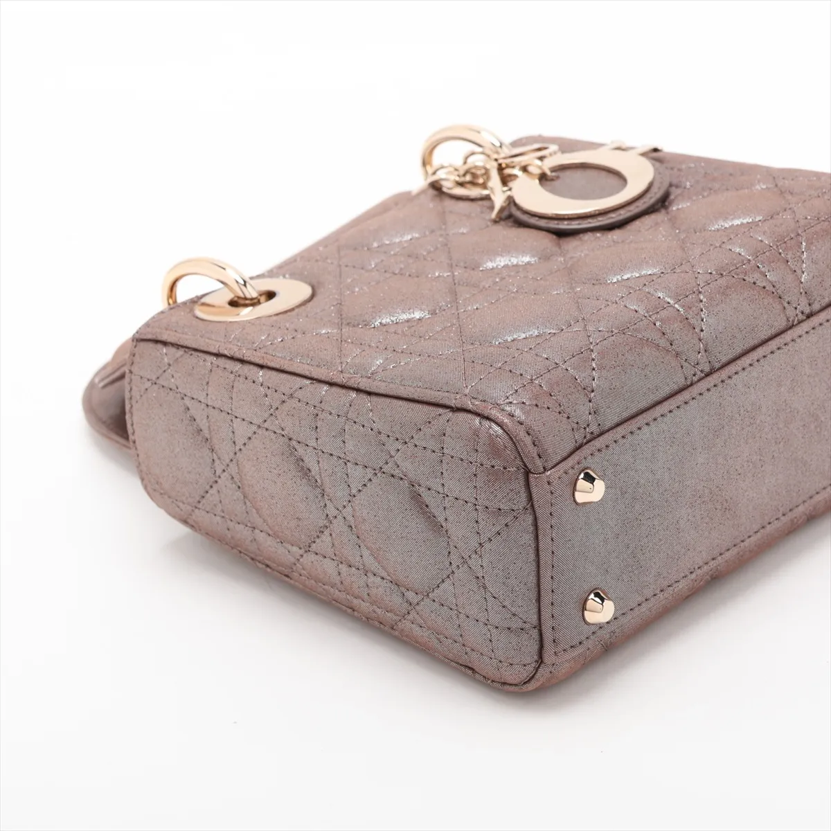 Cannage Lady Dior Mini Coated Leather 2-Way Handbag, Brown — view 4