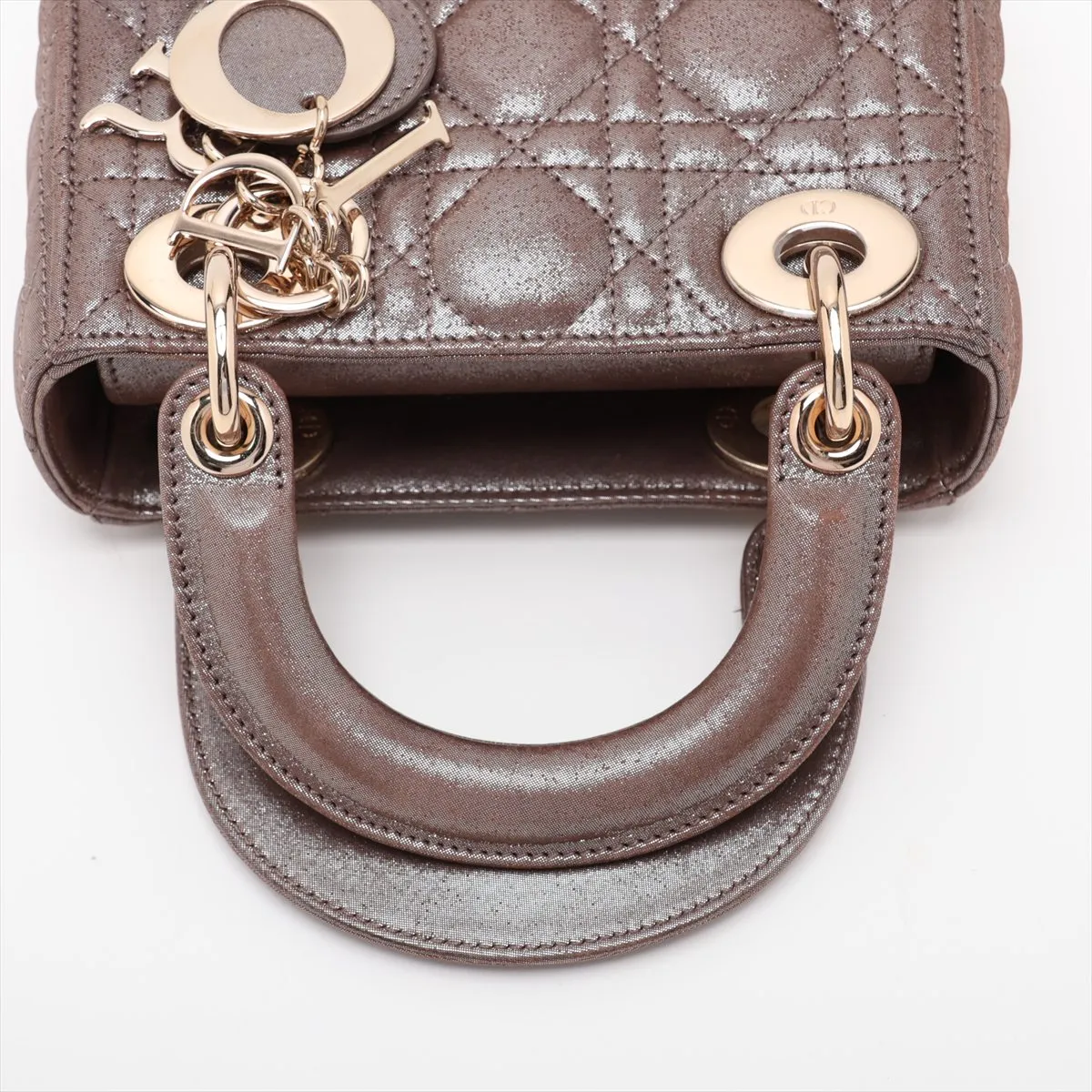 Cannage Lady Dior Mini Coated Leather 2-Way Handbag, Brown — view 5