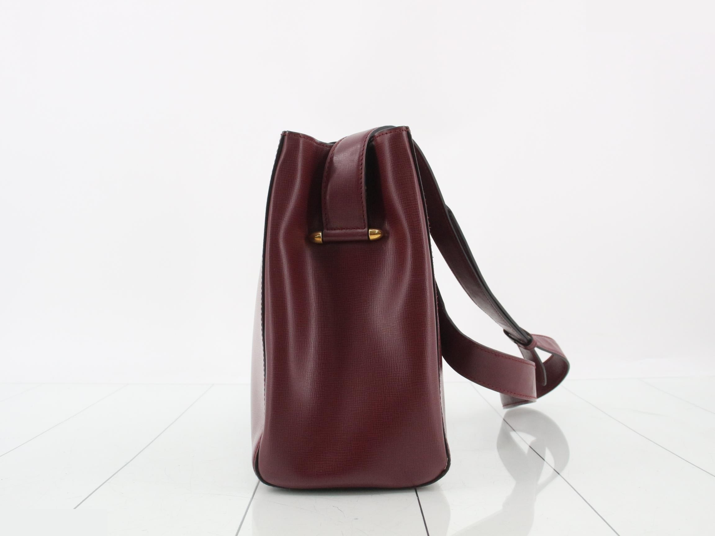 Mustline Turnlock Leather Shoulder Bag, Bordeaux — view 3