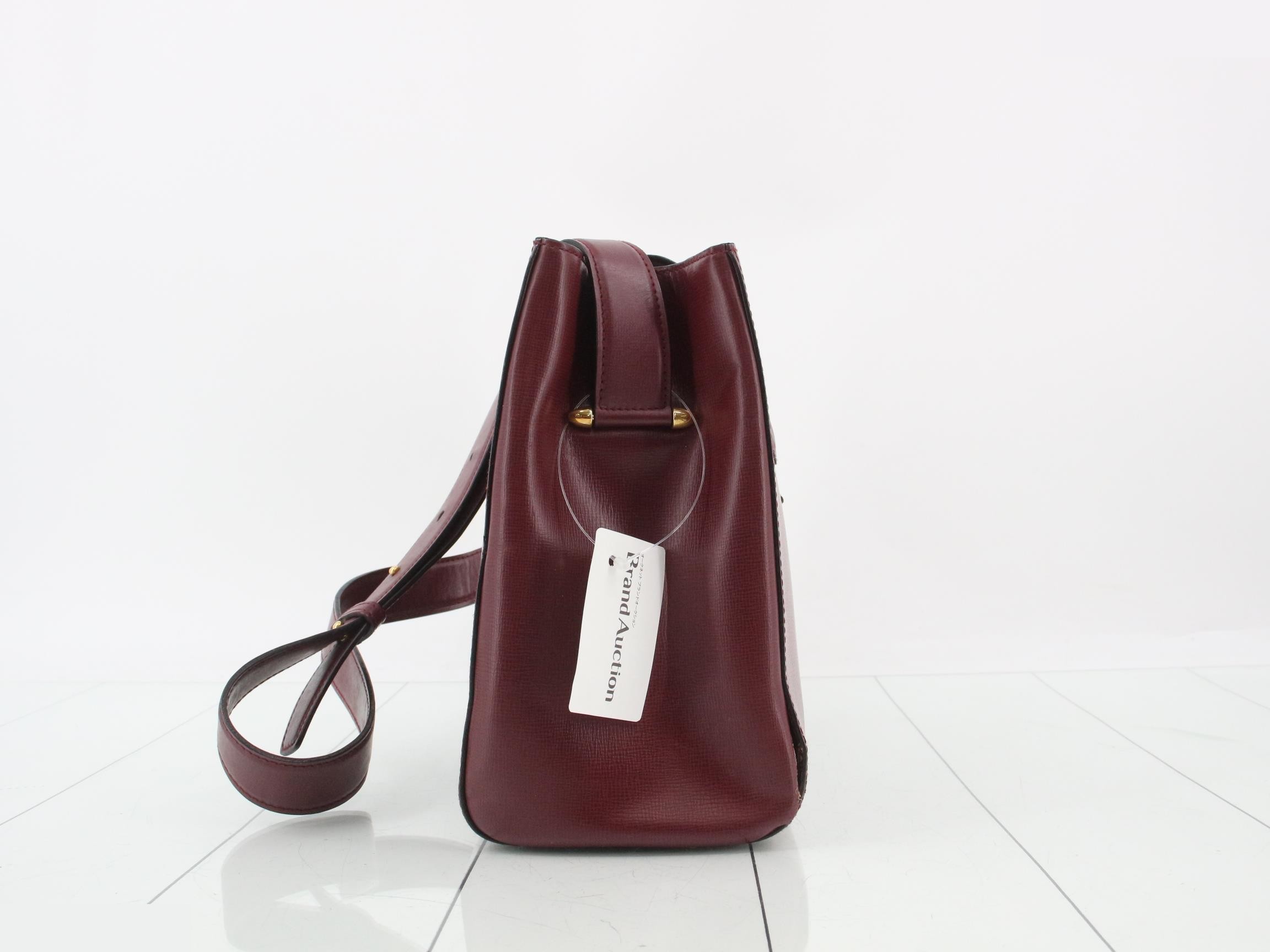 Mustline Turnlock Leather Shoulder Bag, Bordeaux — view 4