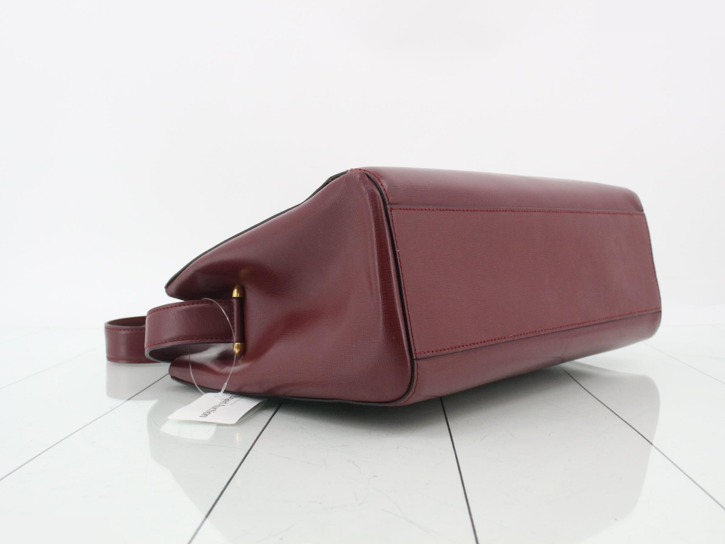 Mustline Turnlock Leather Shoulder Bag, Bordeaux — view 5