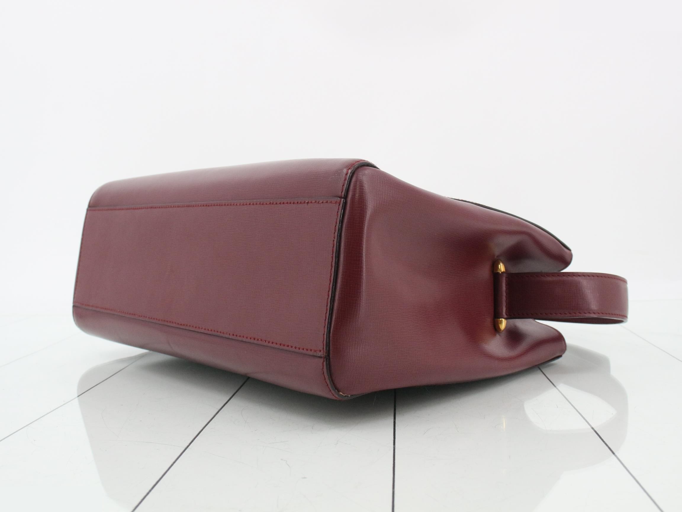 Mustline Turnlock Leather Shoulder Bag, Bordeaux — view 6