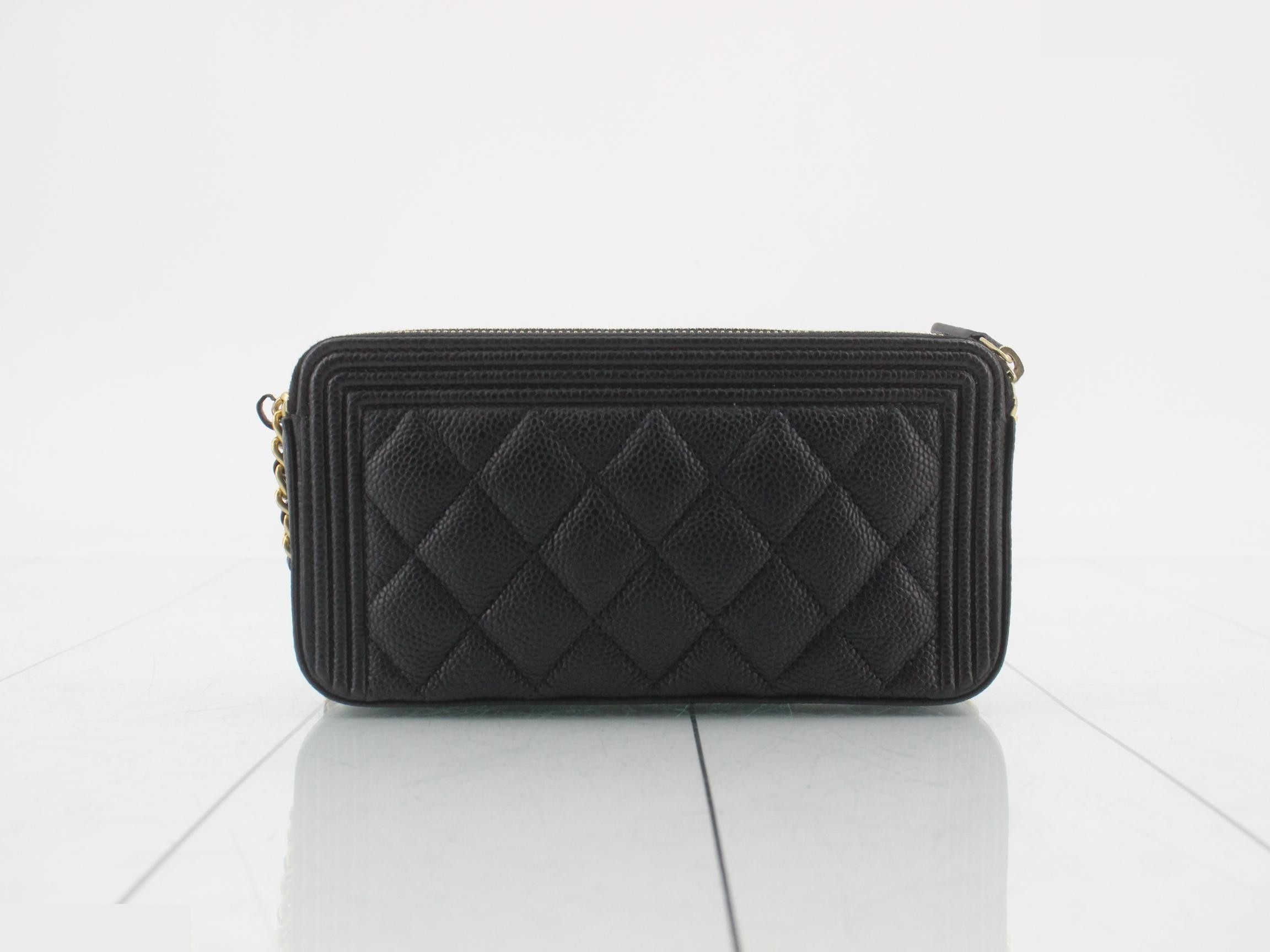 Boy Chanel Caviar Skin Chain Wallet — view 2