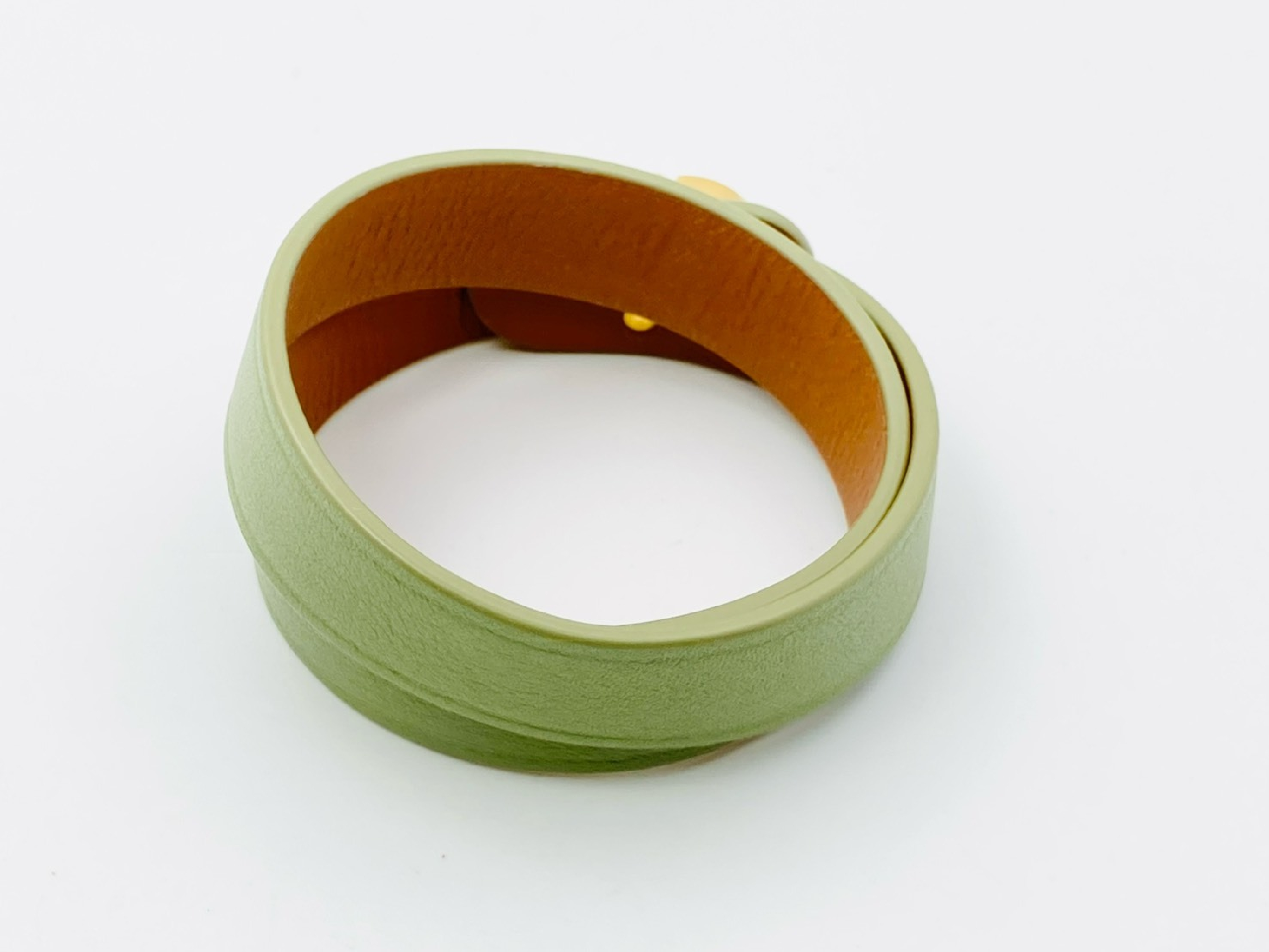 30 MONTAIGNE CD Logo Double Leather Bracelet #S Green Bracelet/Bangle — view 2