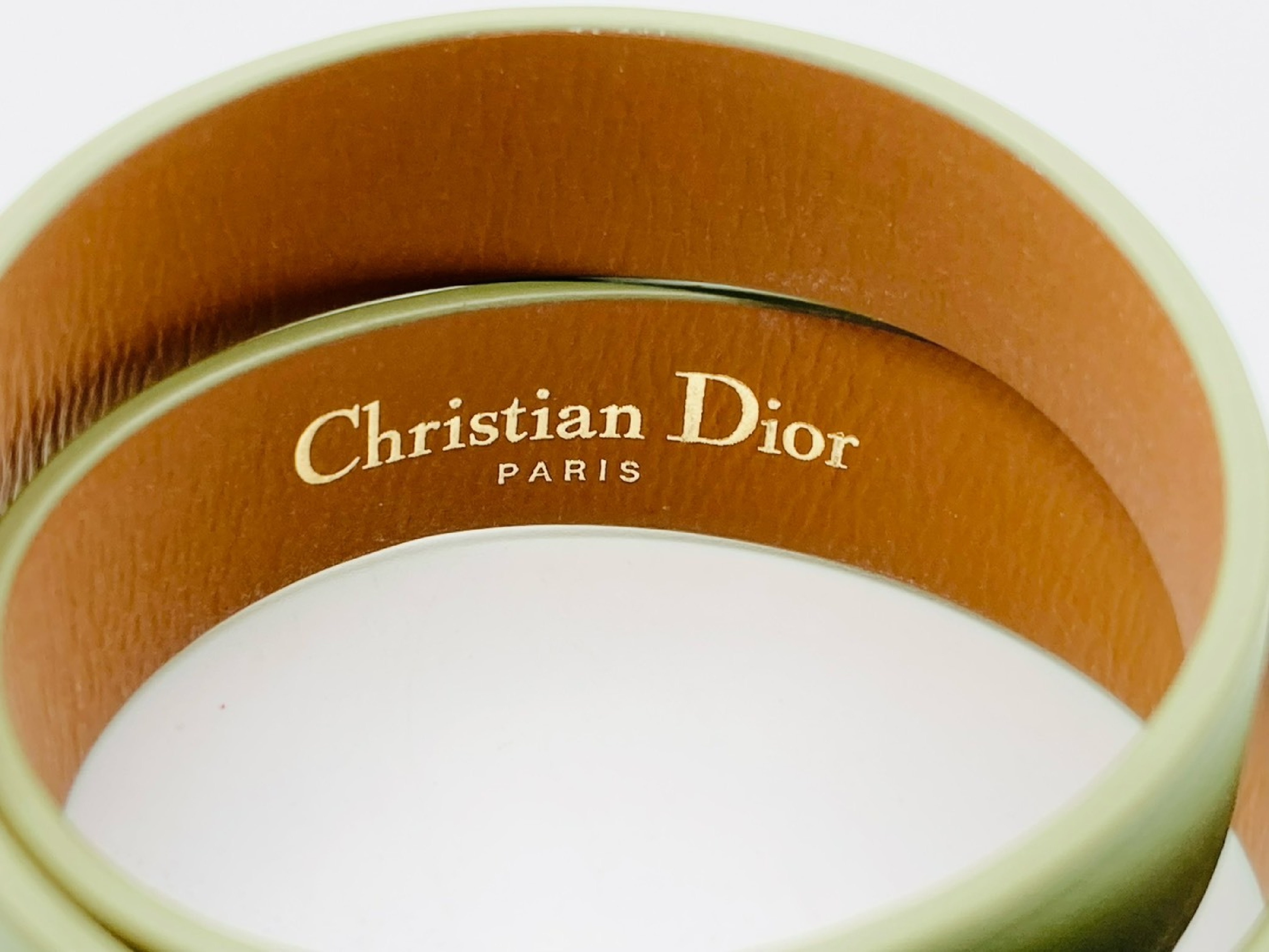 30 MONTAIGNE CD Logo Double Leather Bracelet #S Green Bracelet/Bangle — view 3