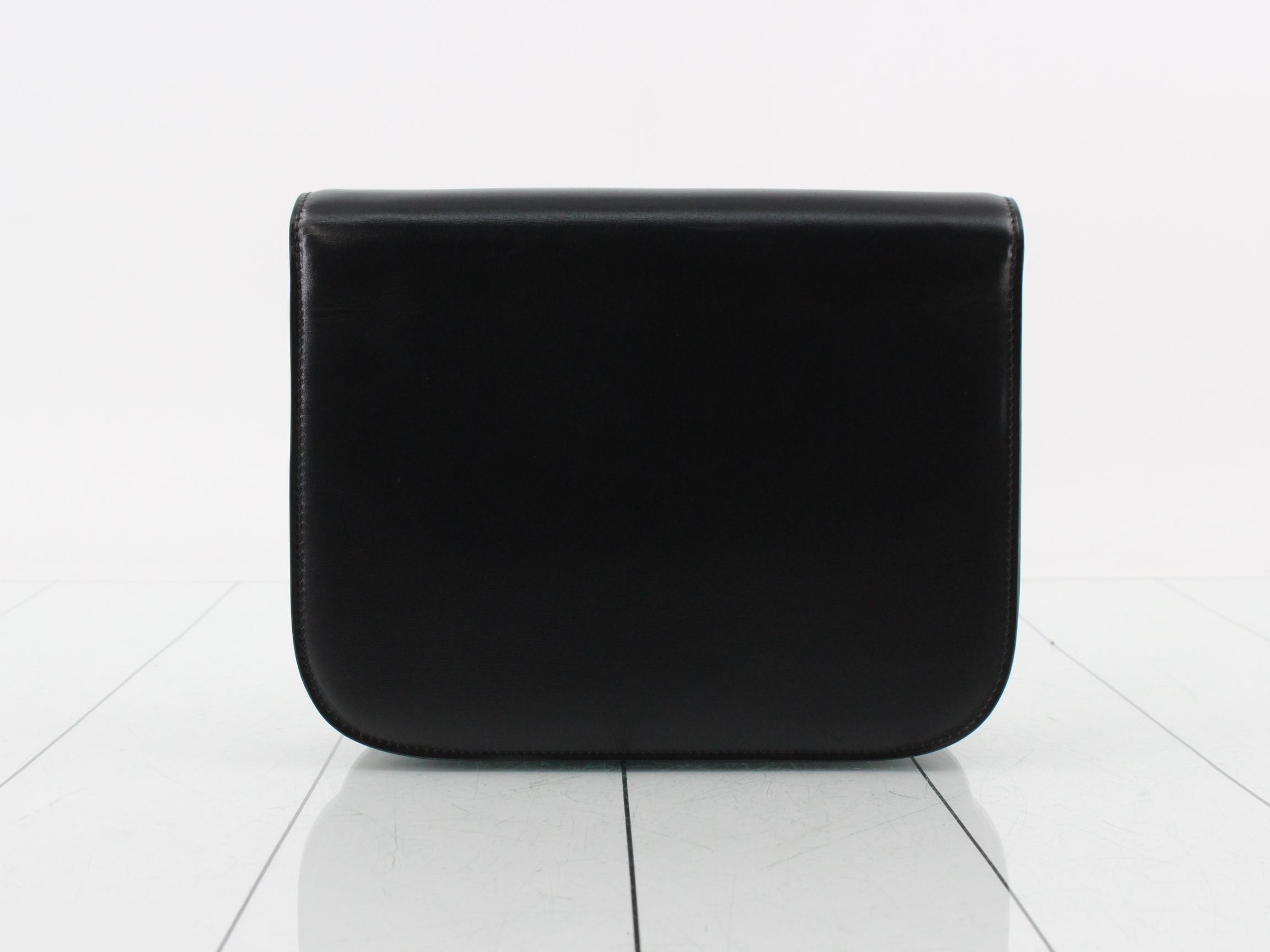 Classic Box Leather Shoulder Bag, Black — view 2
