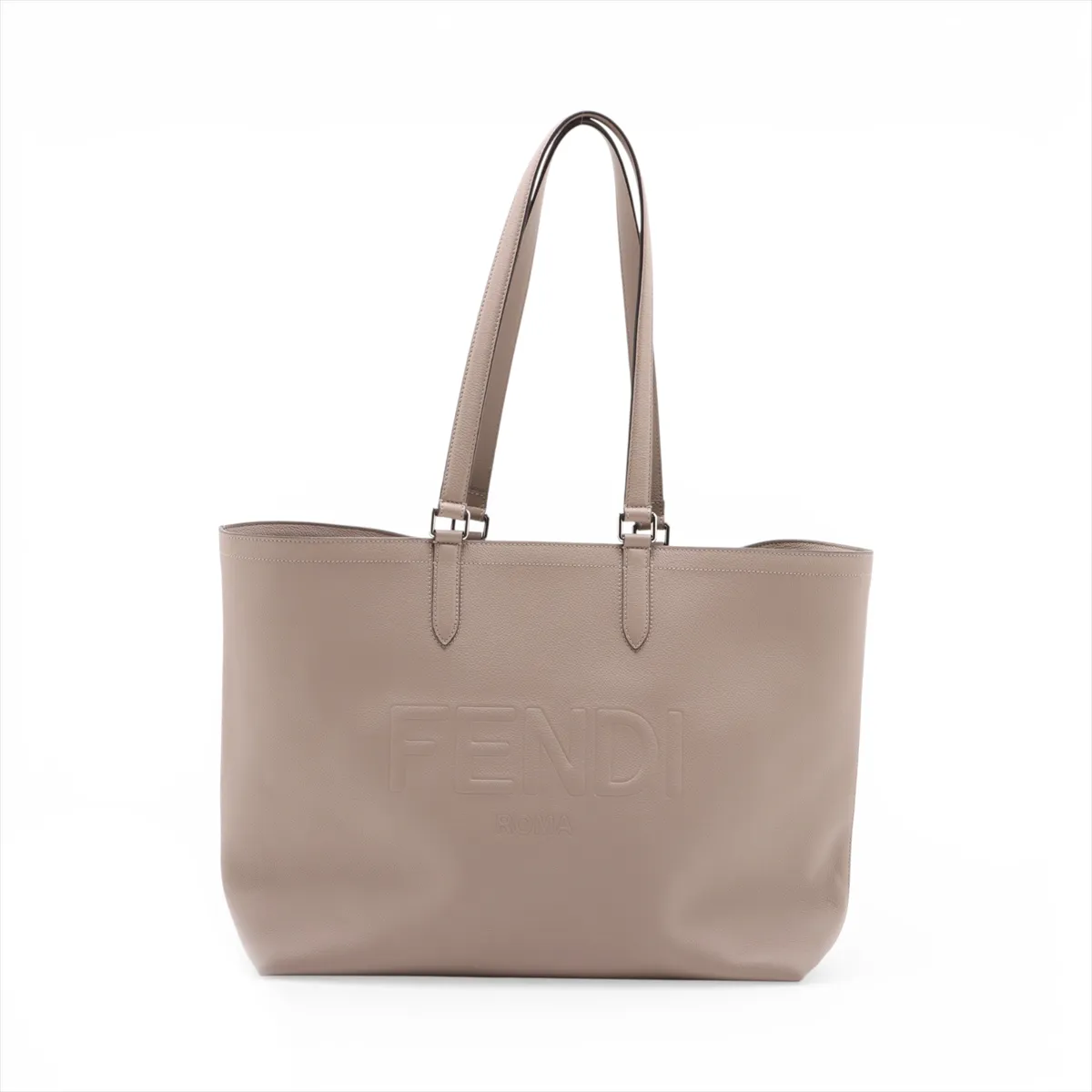 Leather Tote Bag, Beige, 7VA610